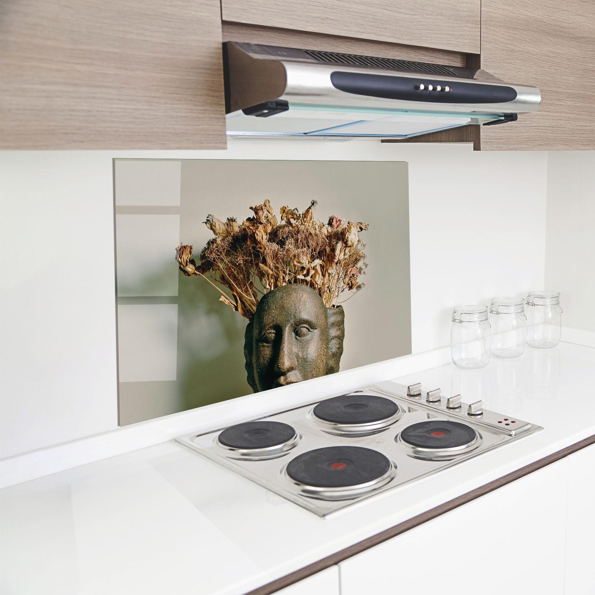 Küchenrückwand Glas Face Vase mockup 8