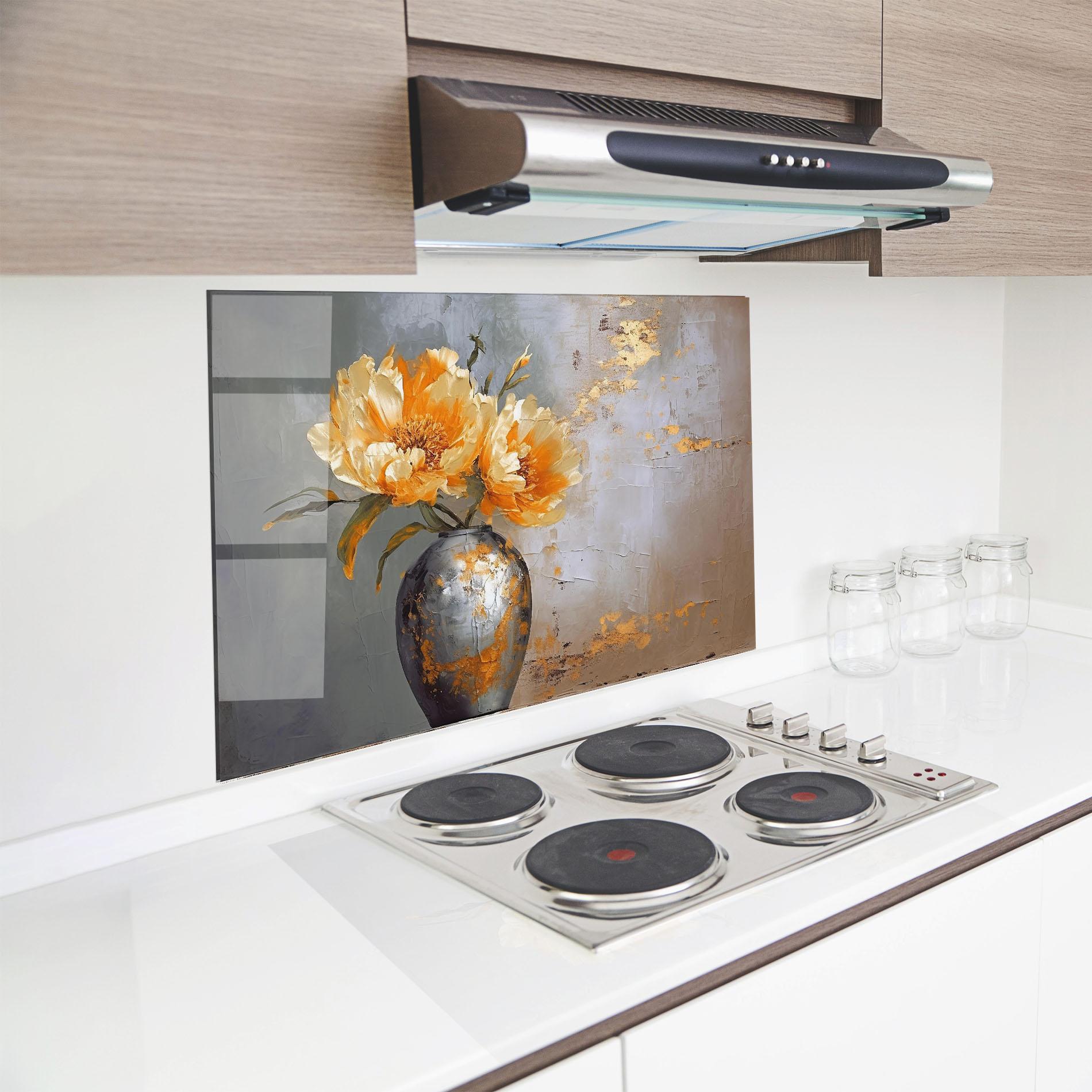 Küchenrückwand Glas Grey Painting Vase mockup 8
