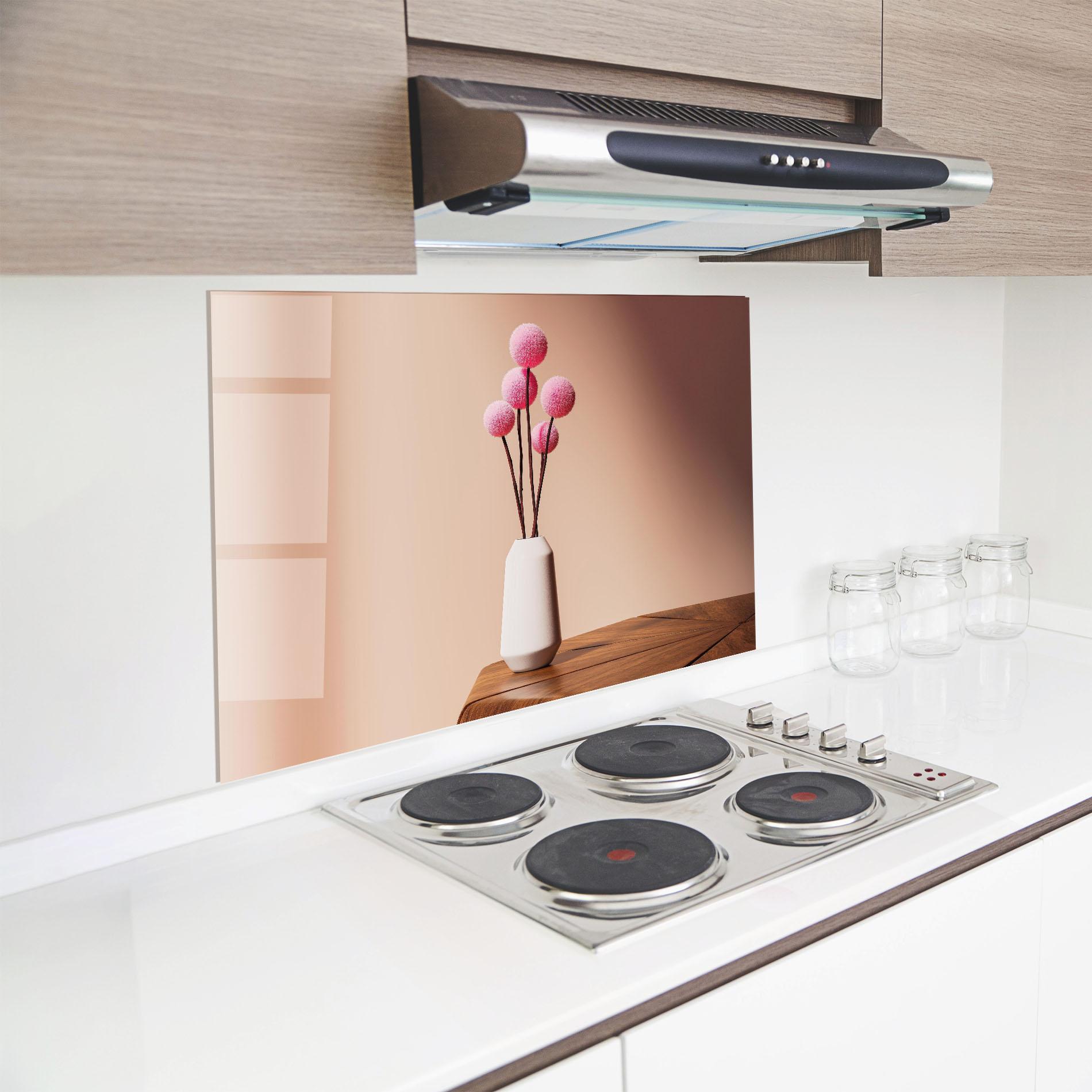 Küchenrückwand Glas Pink Circle Vase mockup 8