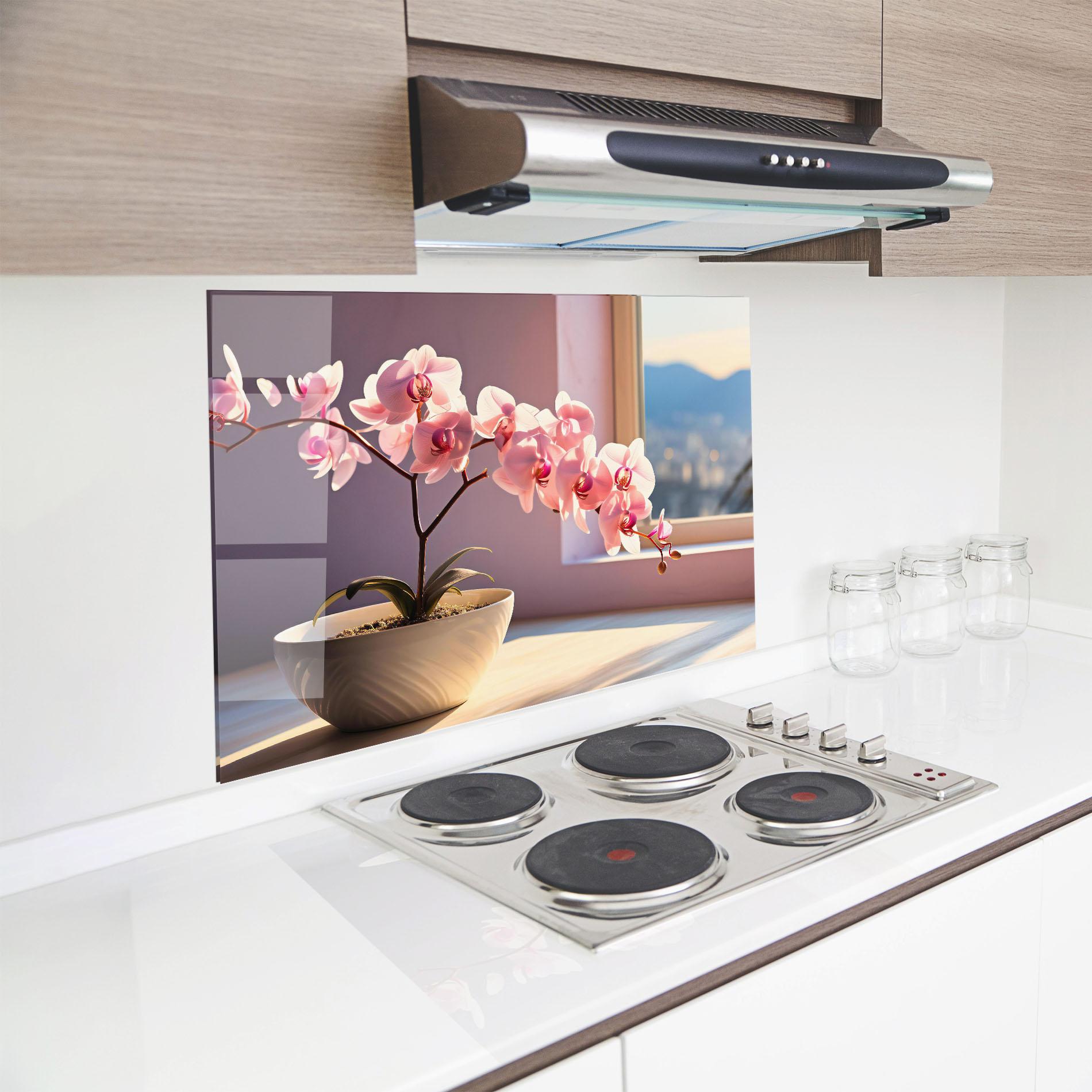 Küchenrückwand Glas Window Vase mockup 8