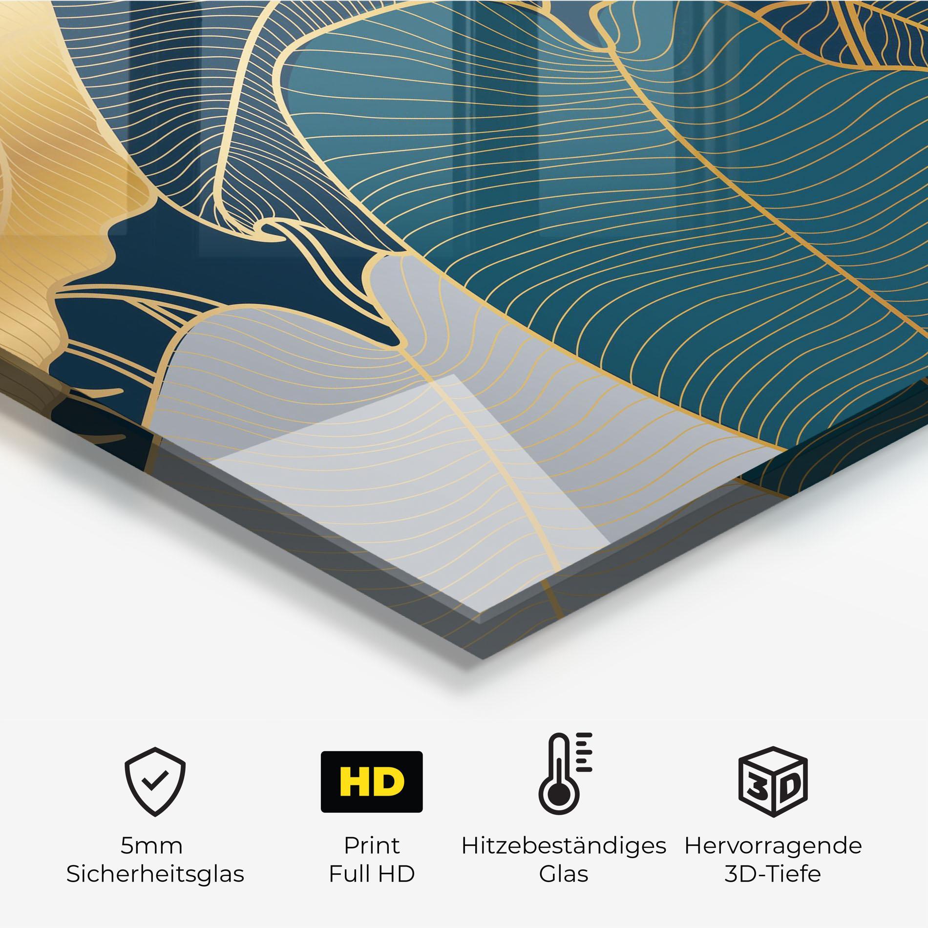 Küchenrückwand Glas Golden Leaves mockup 2