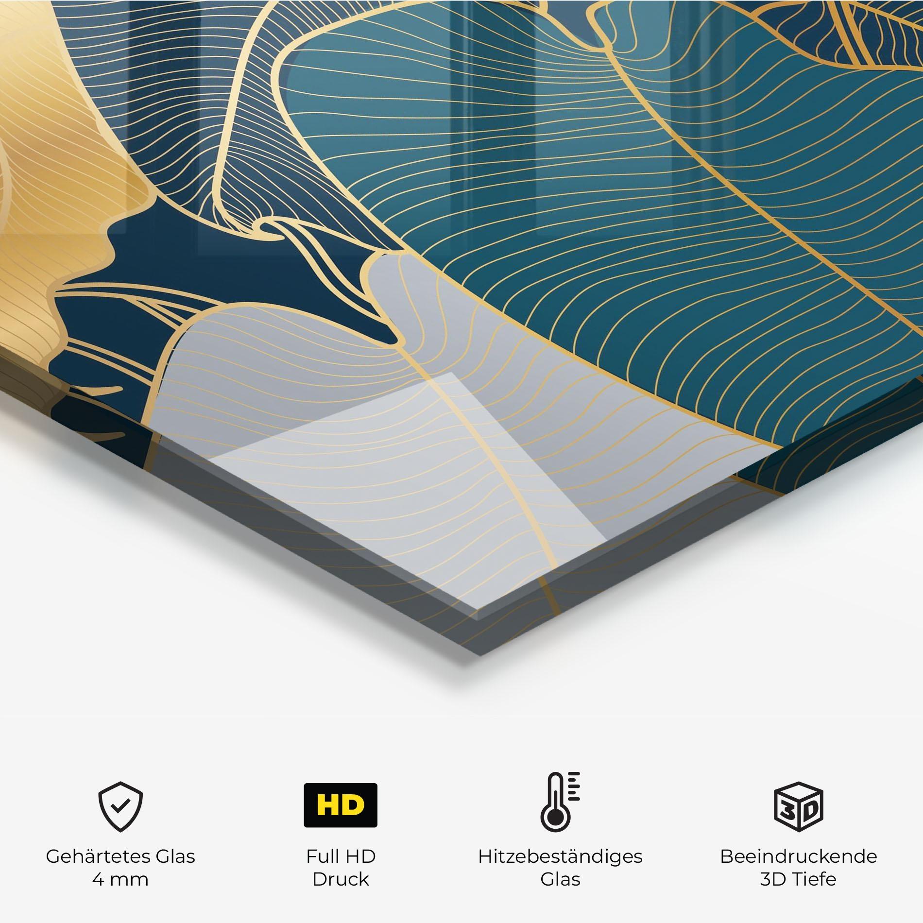 Küchenrückwand Glas Golden Leaves mockup 2