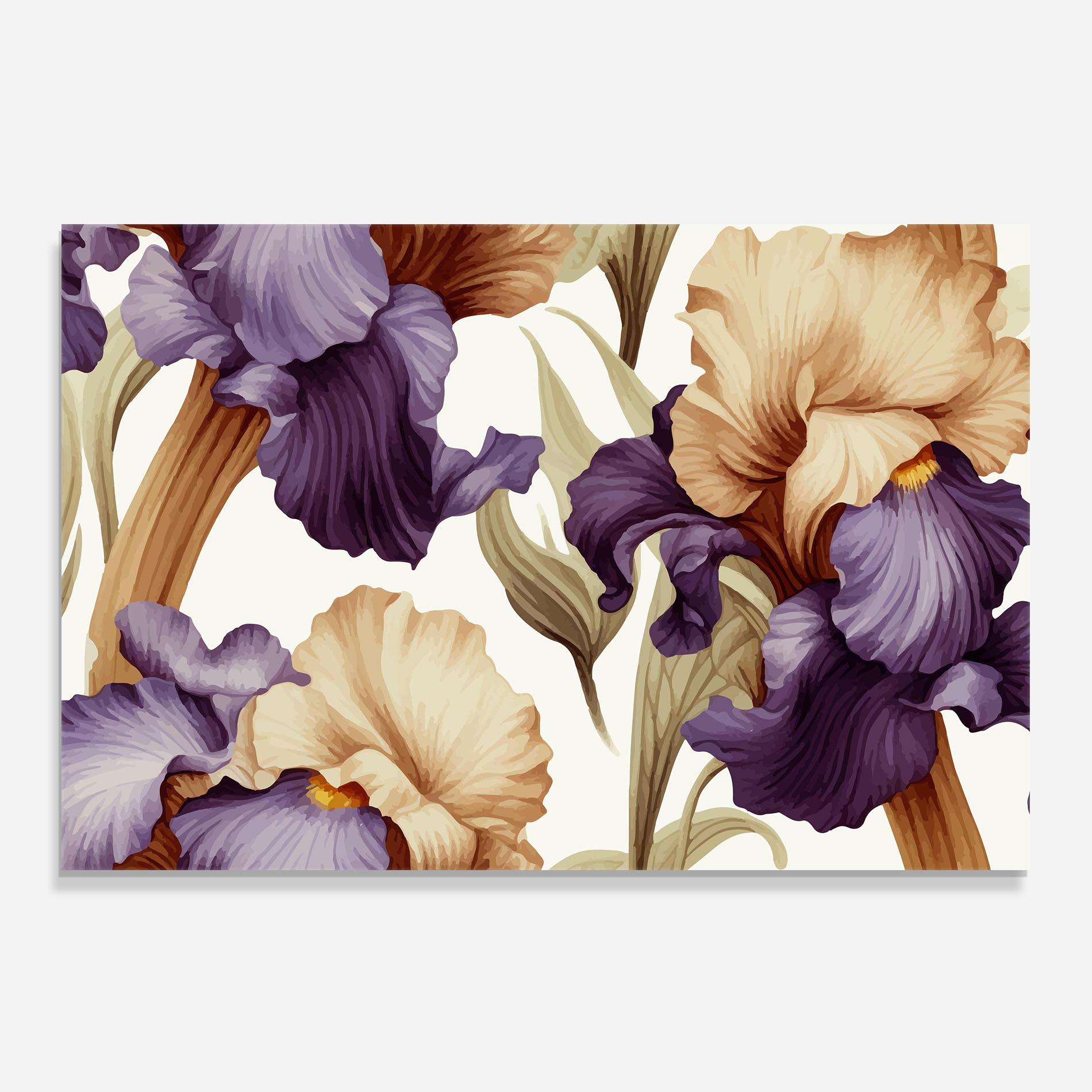 Küchenrückwand Glas Cream Purple Iris mockup 0