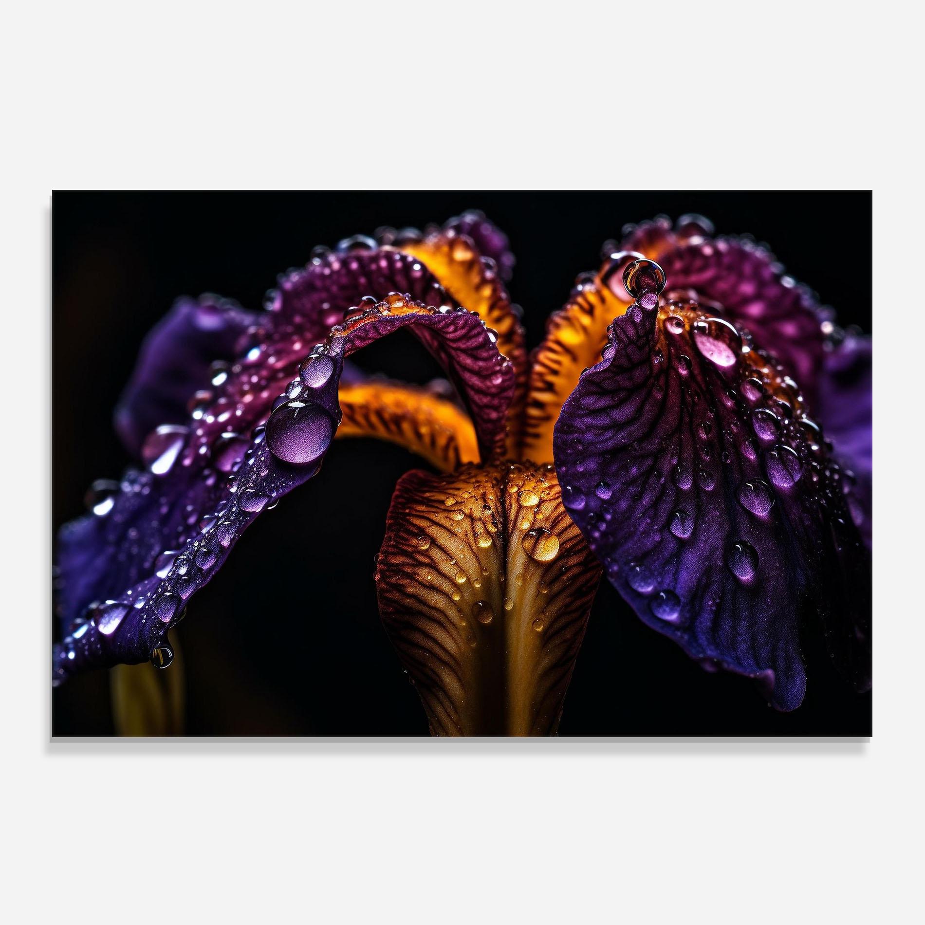 Küchenrückwand Glas Dark Iris After Rain mockup 0