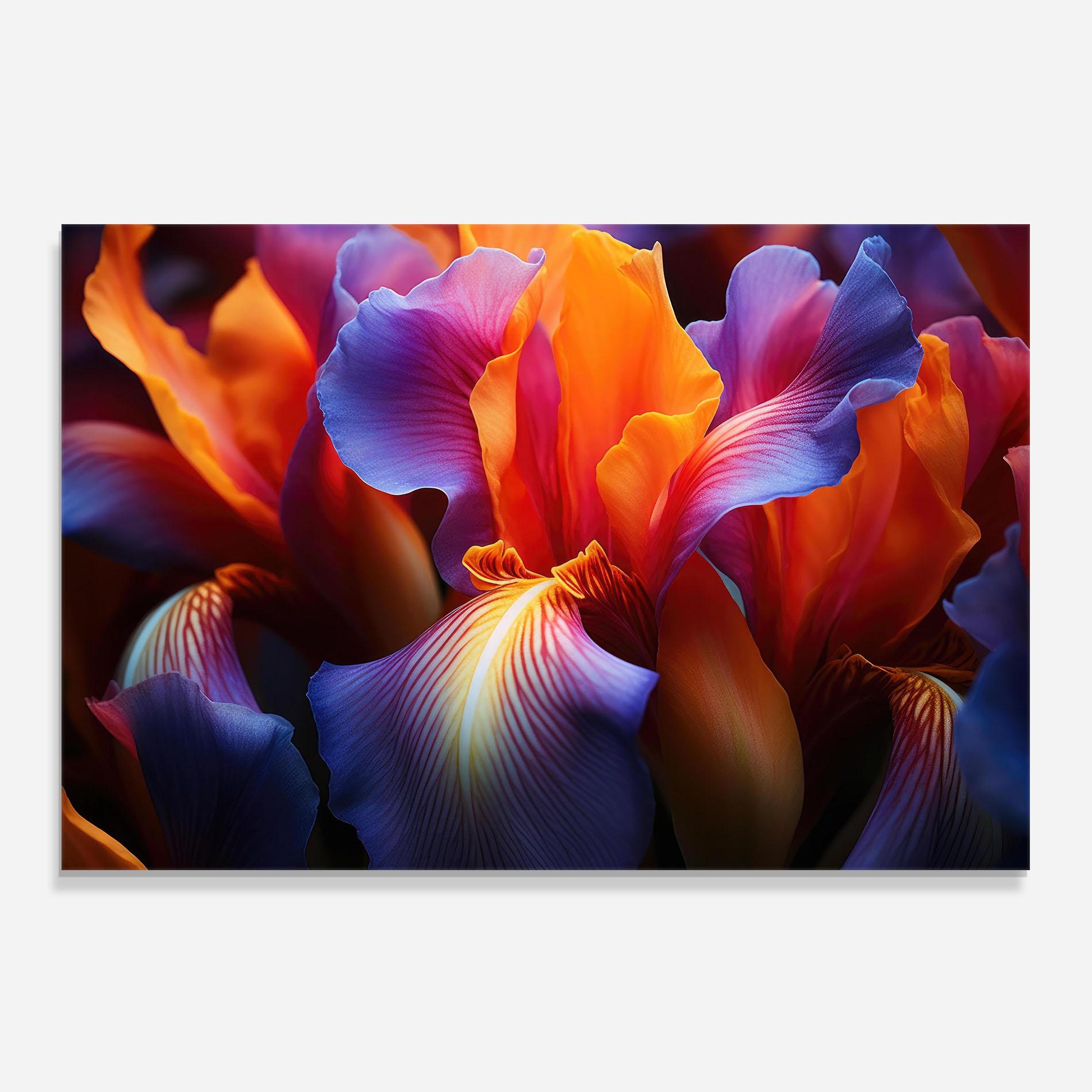Küchenrückwand Glas Orange Purple Iris mockup 0
