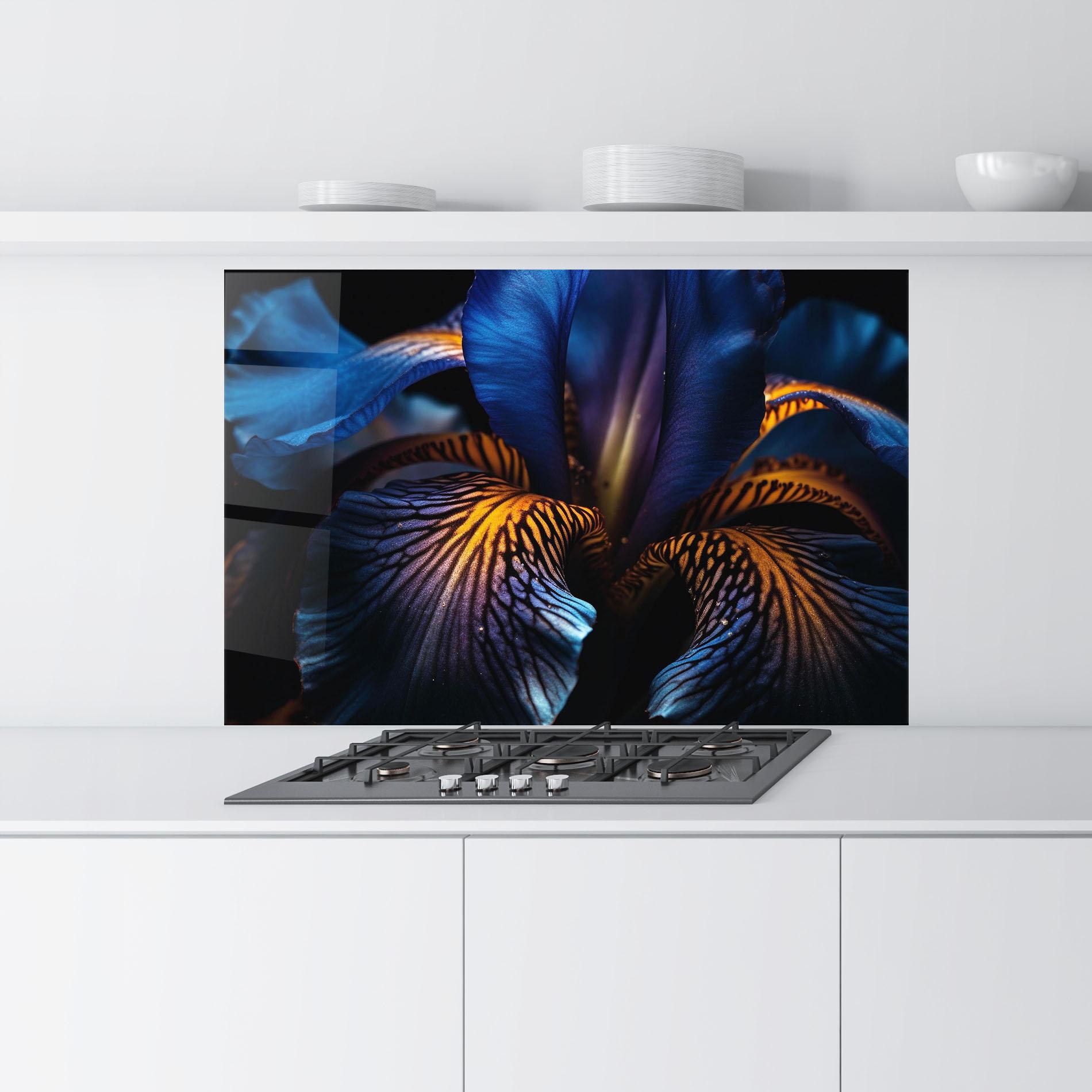 Küchenrückwand Glas Dark Yellow Iris mockup 9
