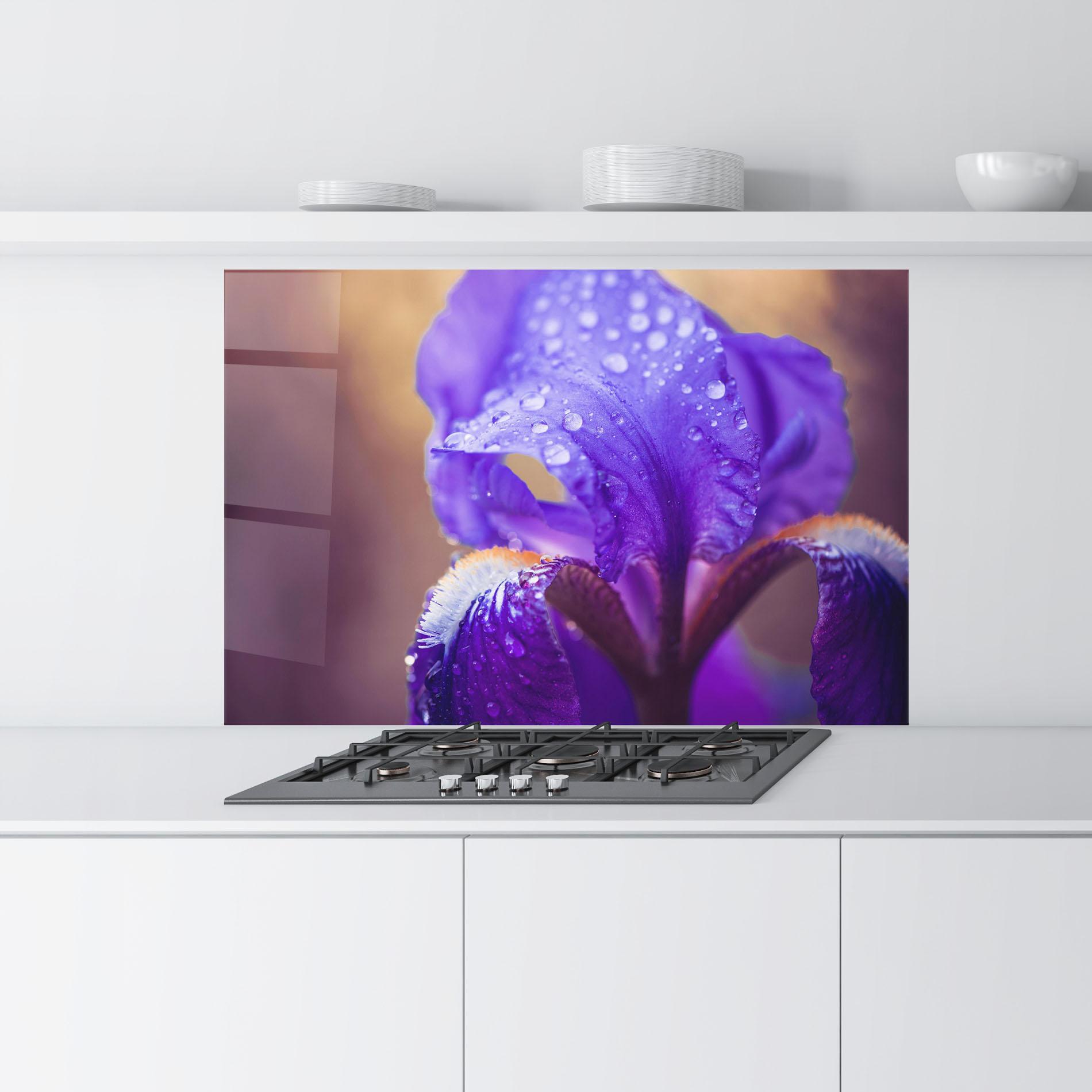 Küchenrückwand Glas Iris Aftger Rain mockup 9