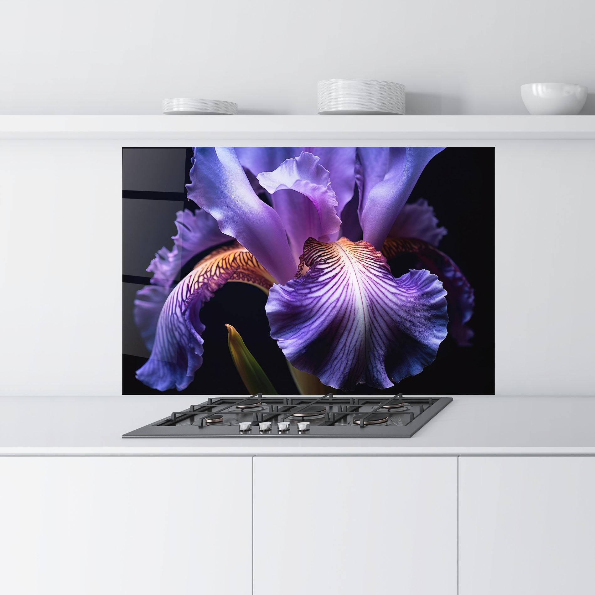 Küchenrückwand Glas Iris Beautiful Close Up mockup 9