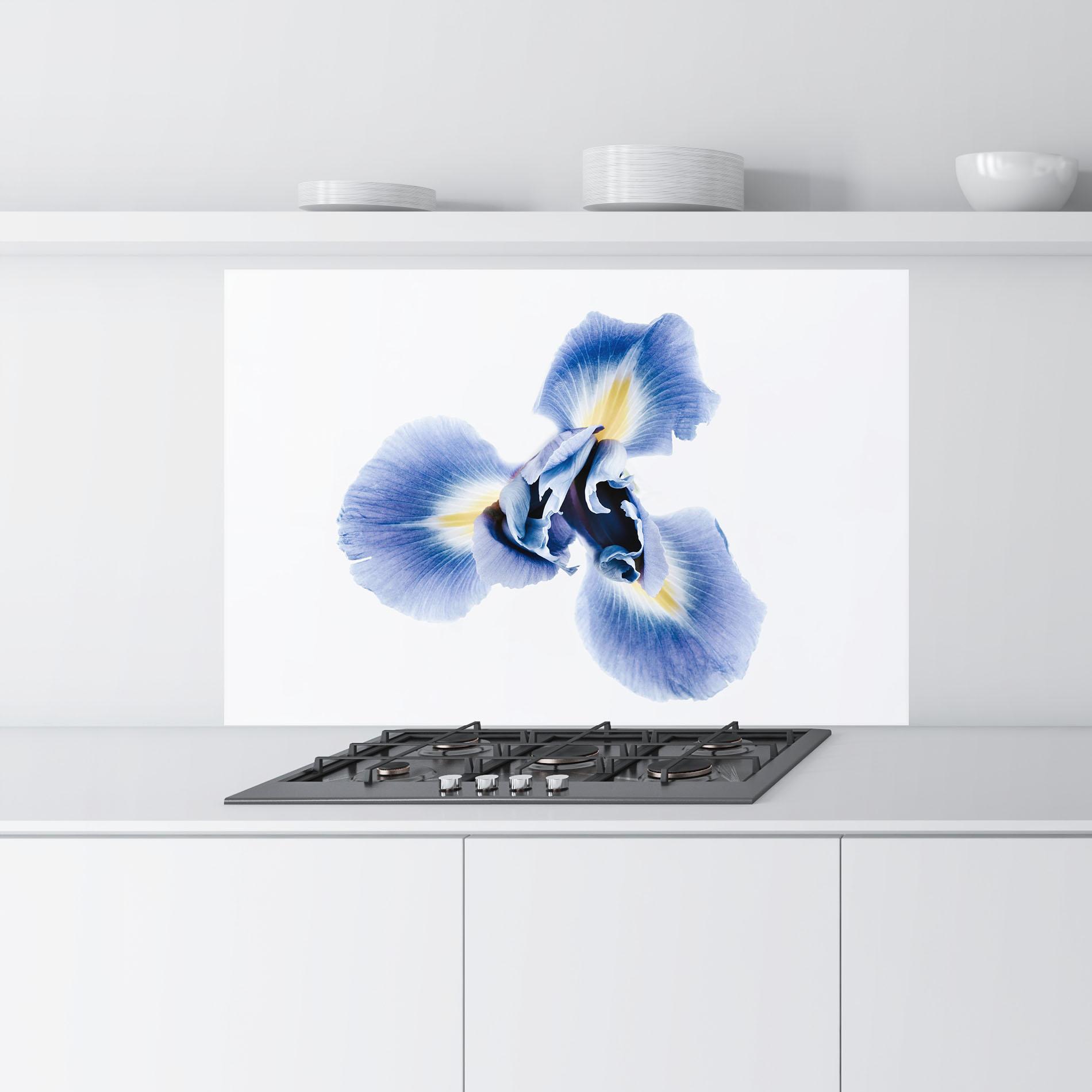 Küchenrückwand Glas Iris Flower mockup 9
