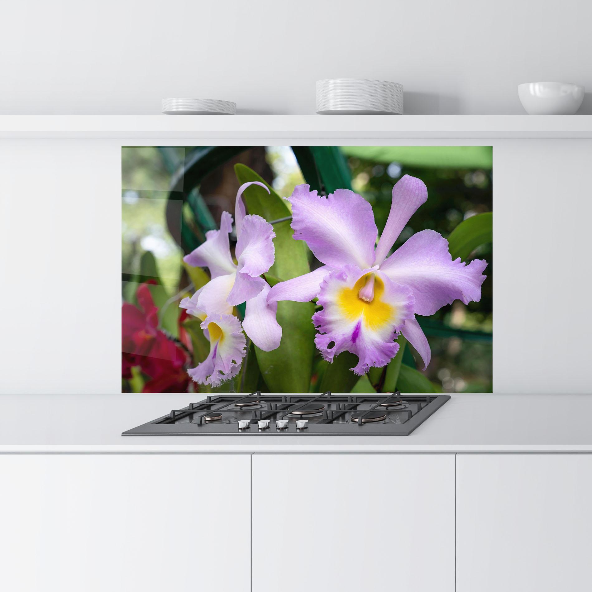 Küchenrückwand Glas Light Purple Iris mockup 9