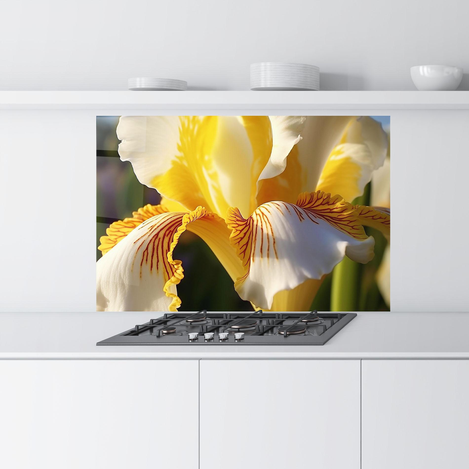 Küchenrückwand Glas Yellow Iris mockup 9