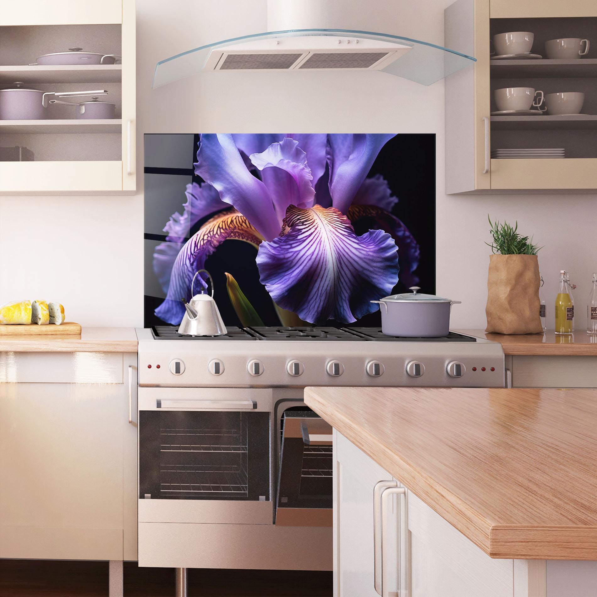 Küchenrückwand Glas Iris Beautiful Close Up mockup 1
