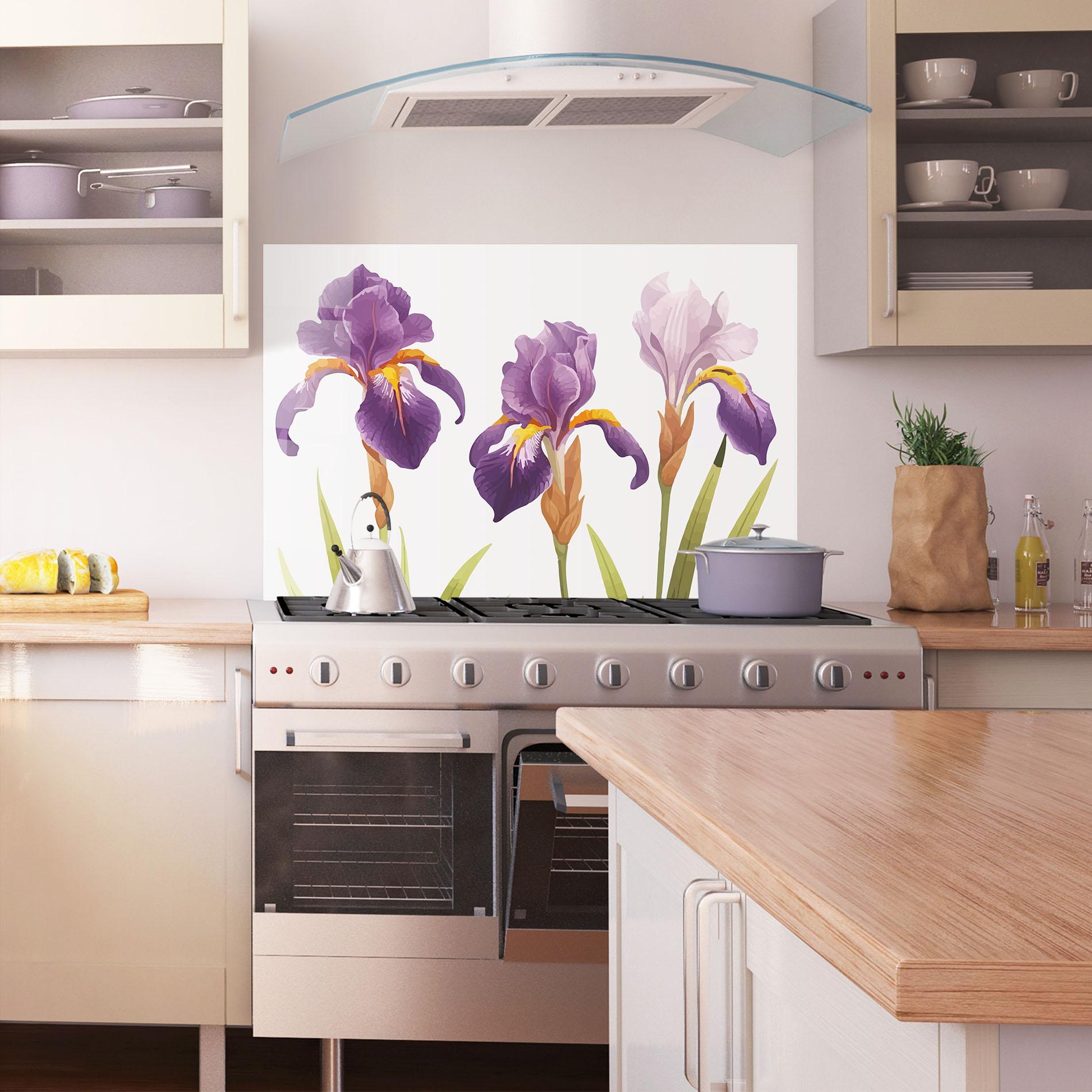Küchenrückwand Glas Iris Leaf mockup 1