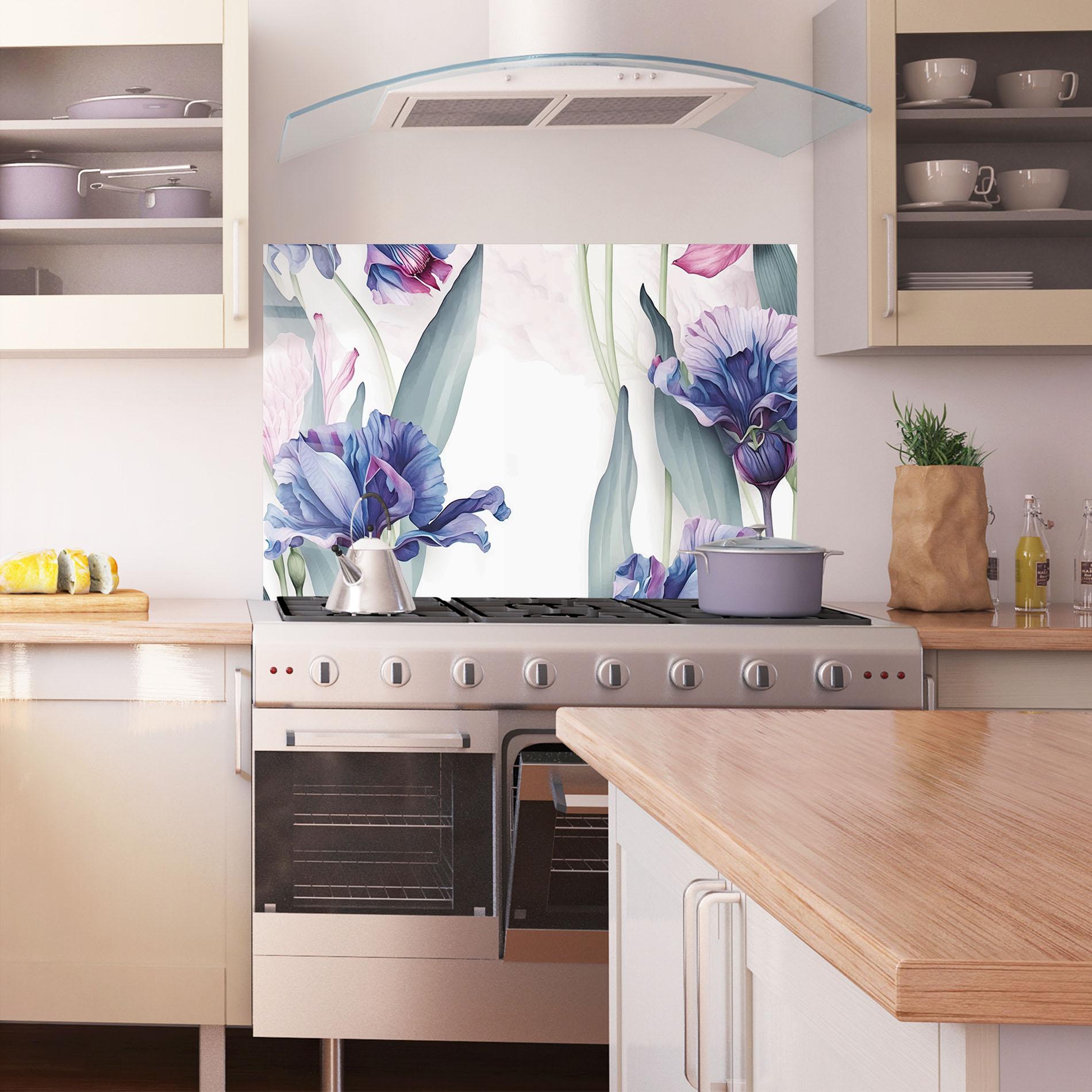 Küchenrückwand Glas Iris Purple Shades mockup 1