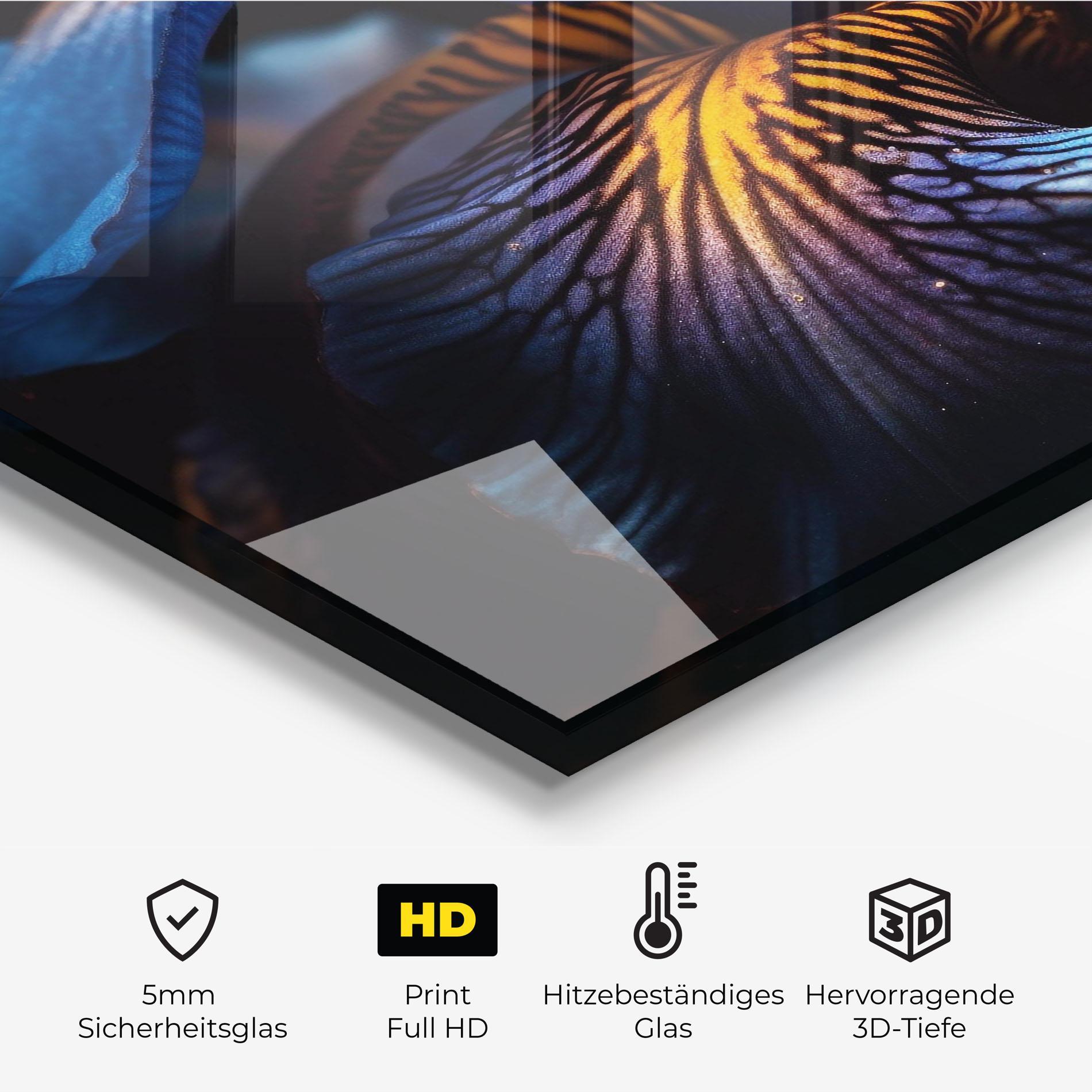 Küchenrückwand Glas Dark Yellow Iris mockup 2