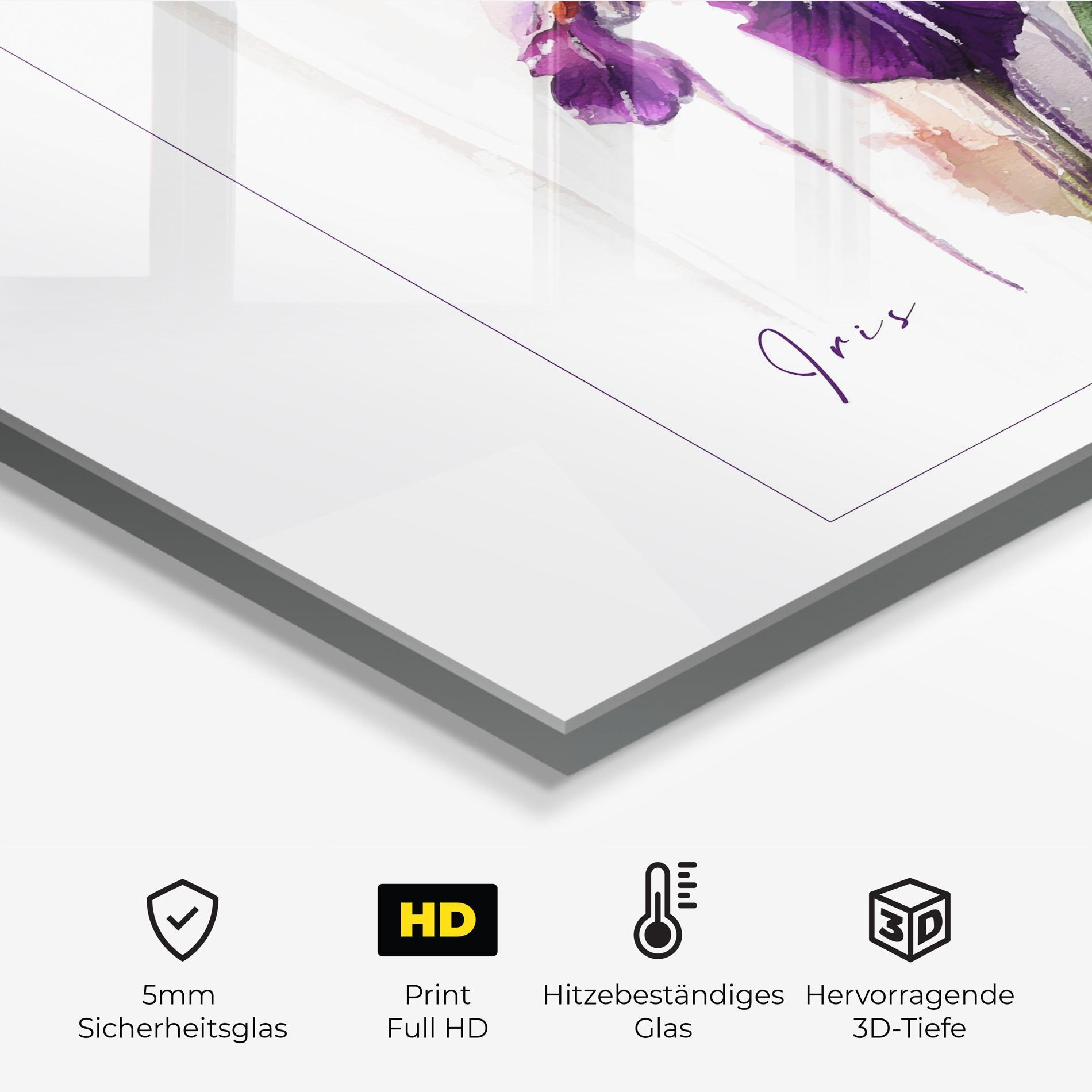 Küchenrückwand Glas Iris Art mockup 2