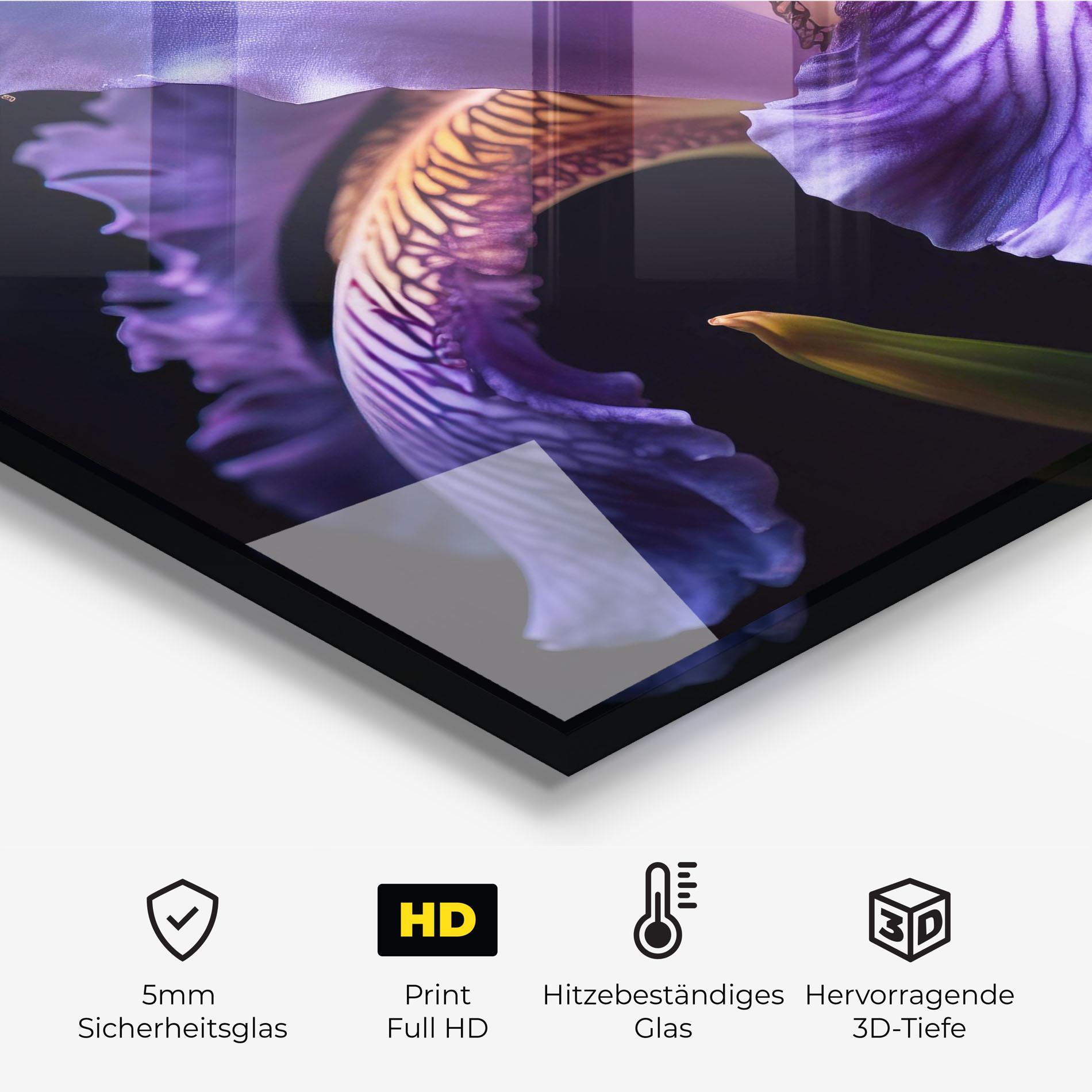 Küchenrückwand Glas Iris Beautiful Close Up mockup 2