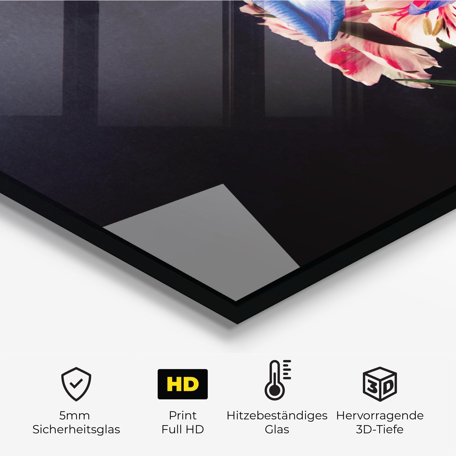 Küchenrückwand Glas Iris Bouquet mockup 2