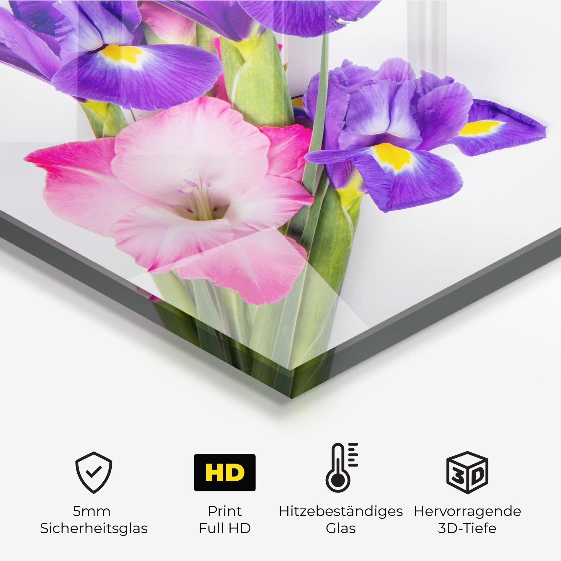 Küchenrückwand Glas Iris On The Table mockup 2