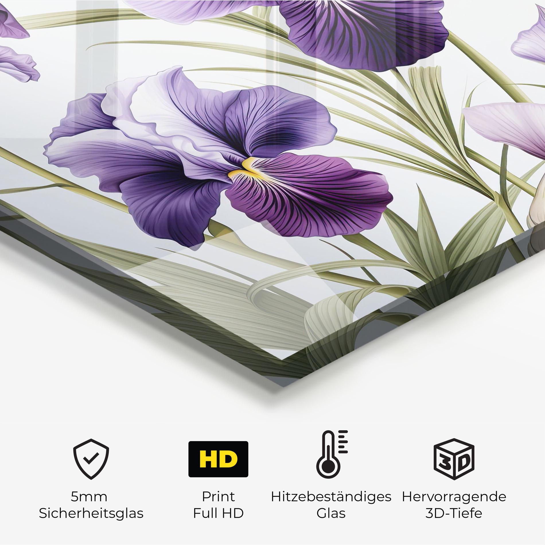 Küchenrückwand Glas Iris Painting mockup 2