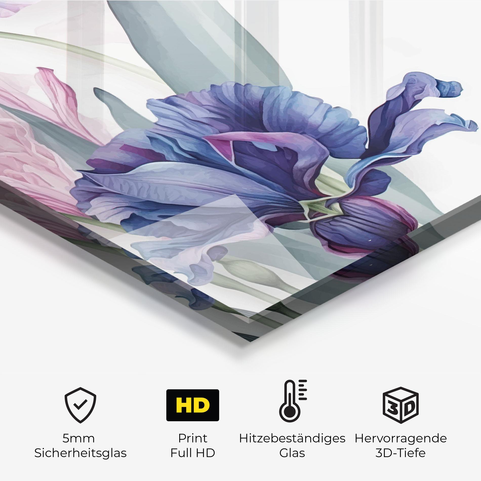 Küchenrückwand Glas Iris Purple Shades mockup 2