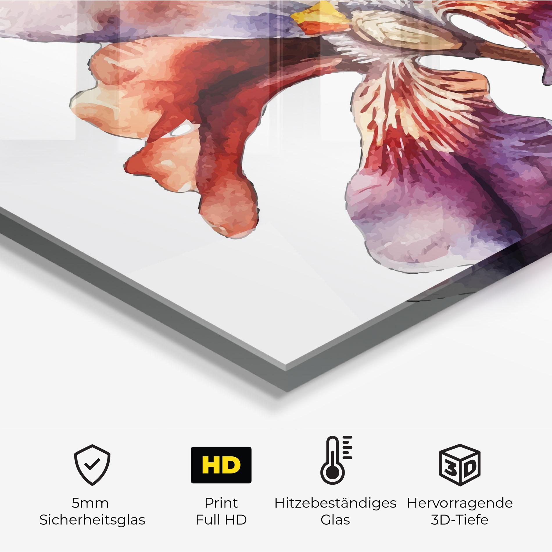 Küchenrückwand Glas Watercolor Iris mockup 2