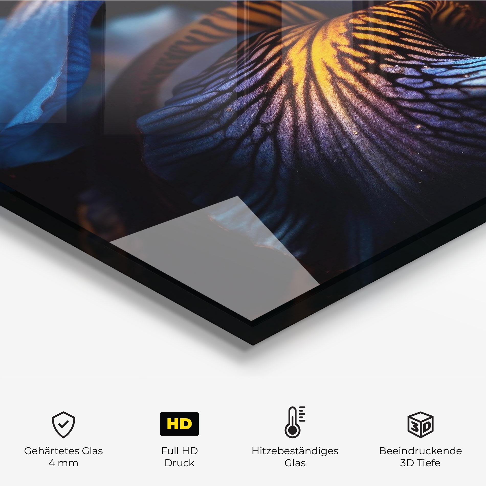 Küchenrückwand Glas Dark Yellow Iris mockup 2