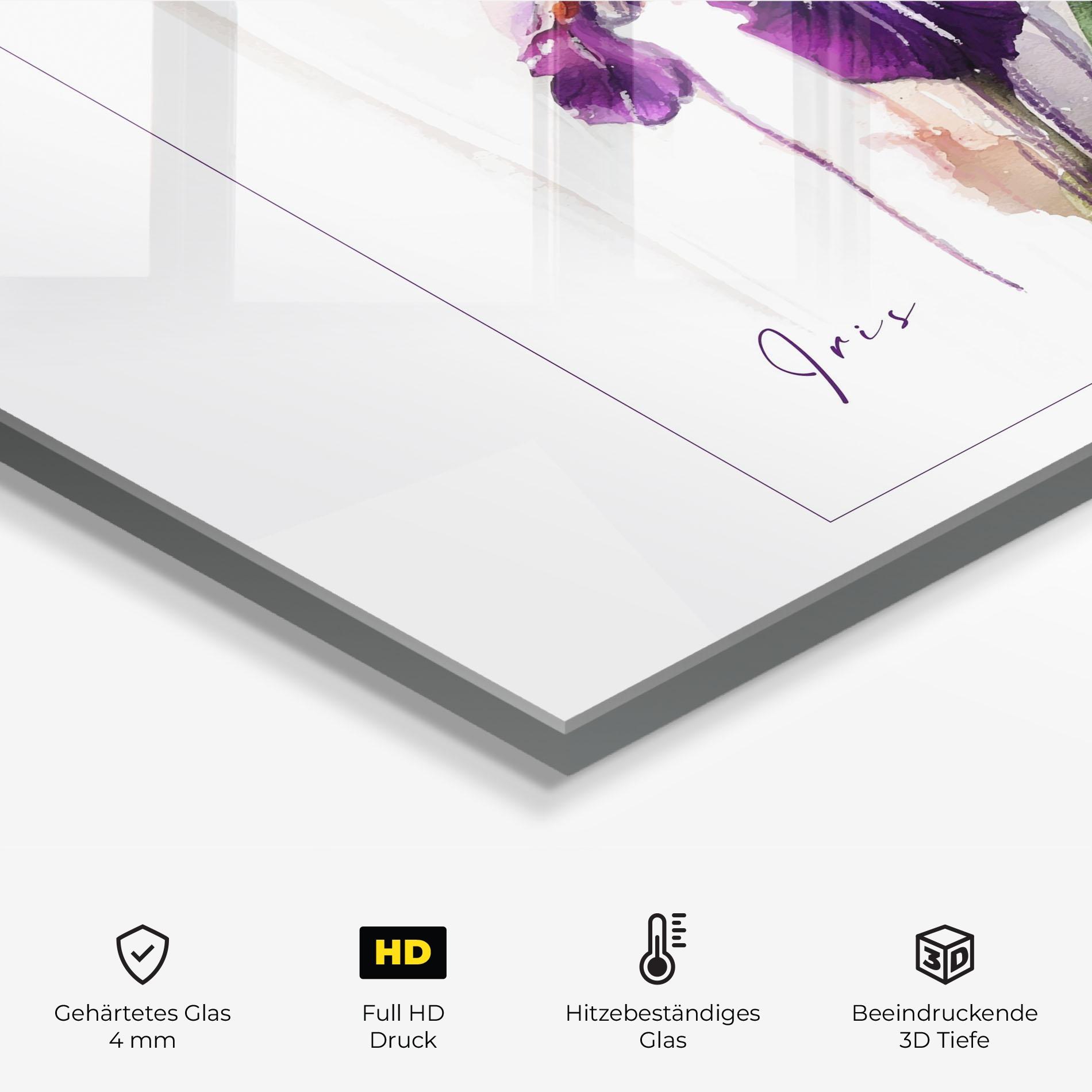 Küchenrückwand Glas Iris Art mockup 2