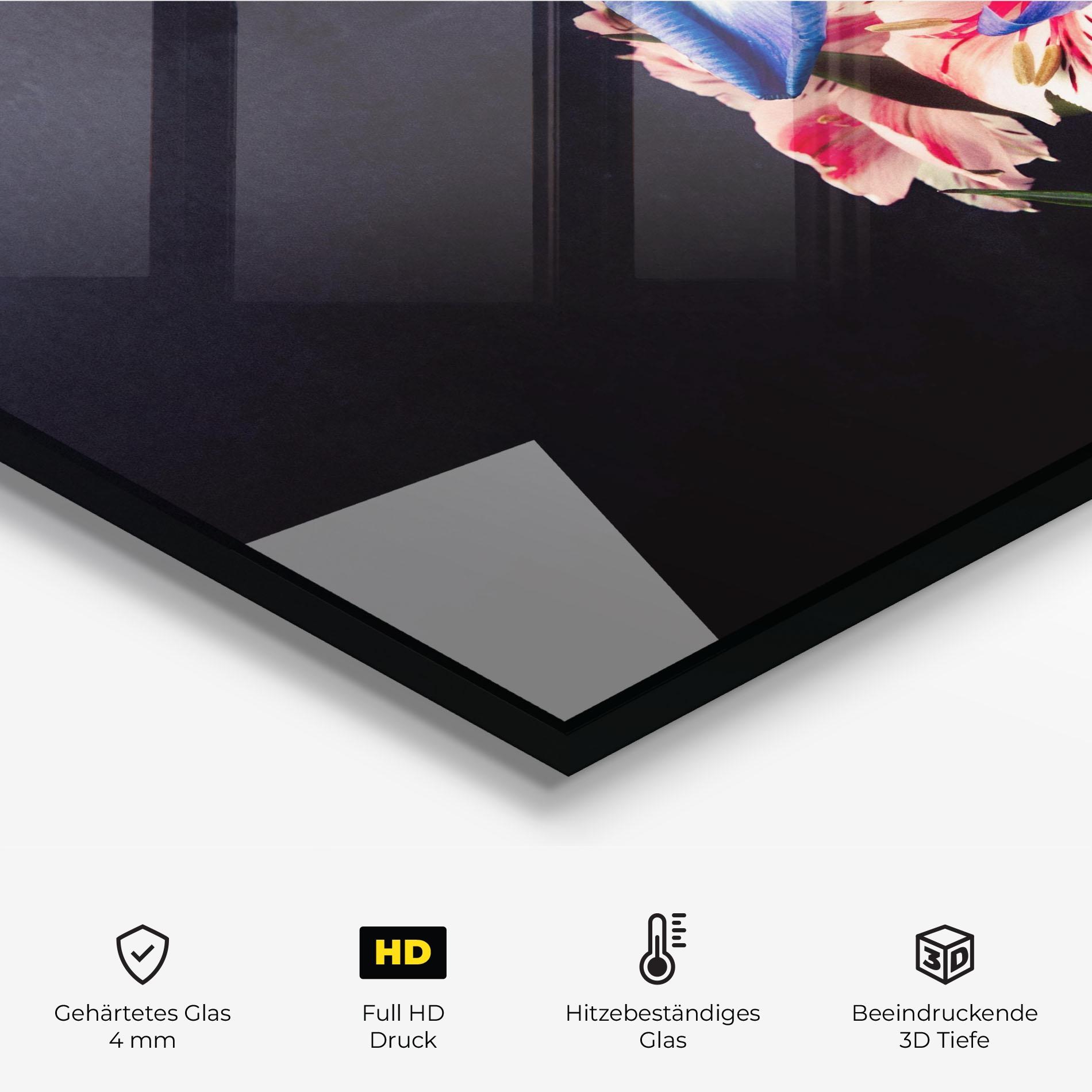 Küchenrückwand Glas Iris Bouquet mockup 2