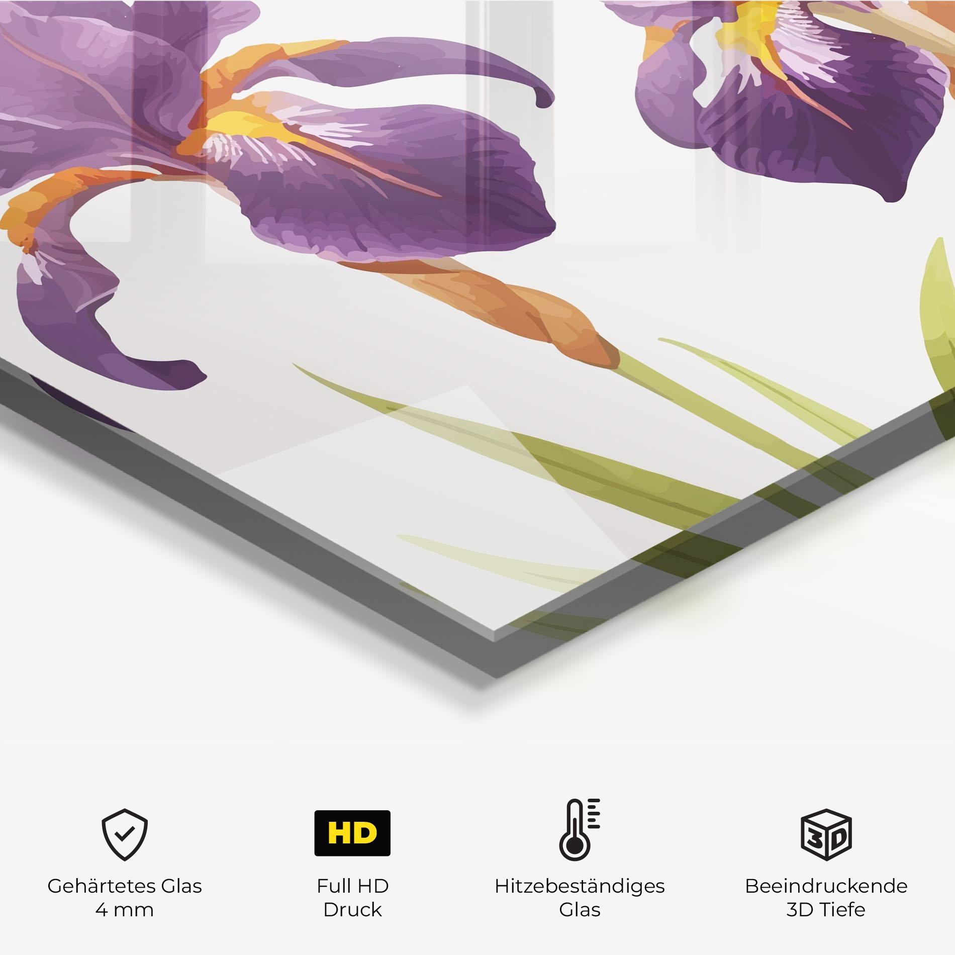 Küchenrückwand Glas Iris Leaf mockup 2