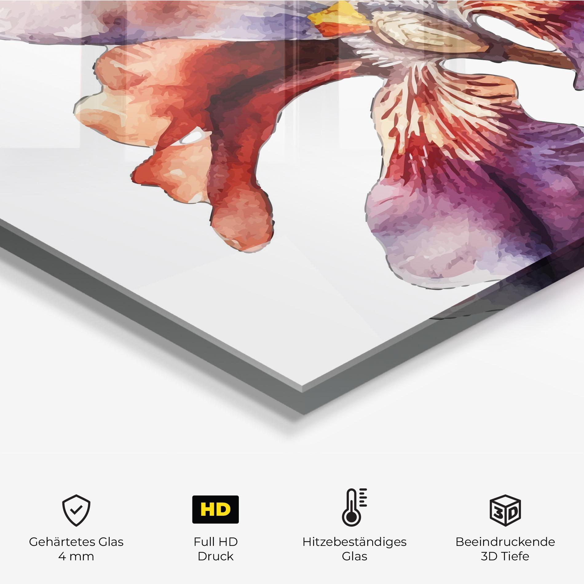 Küchenrückwand Glas Watercolor Iris mockup 2