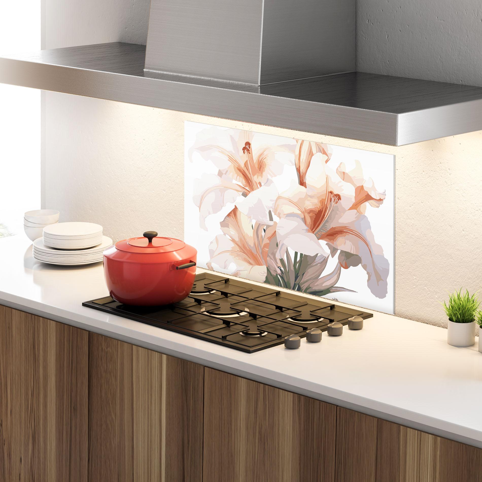 Küchenrückwand Glas Light Orange Iris mockup 4