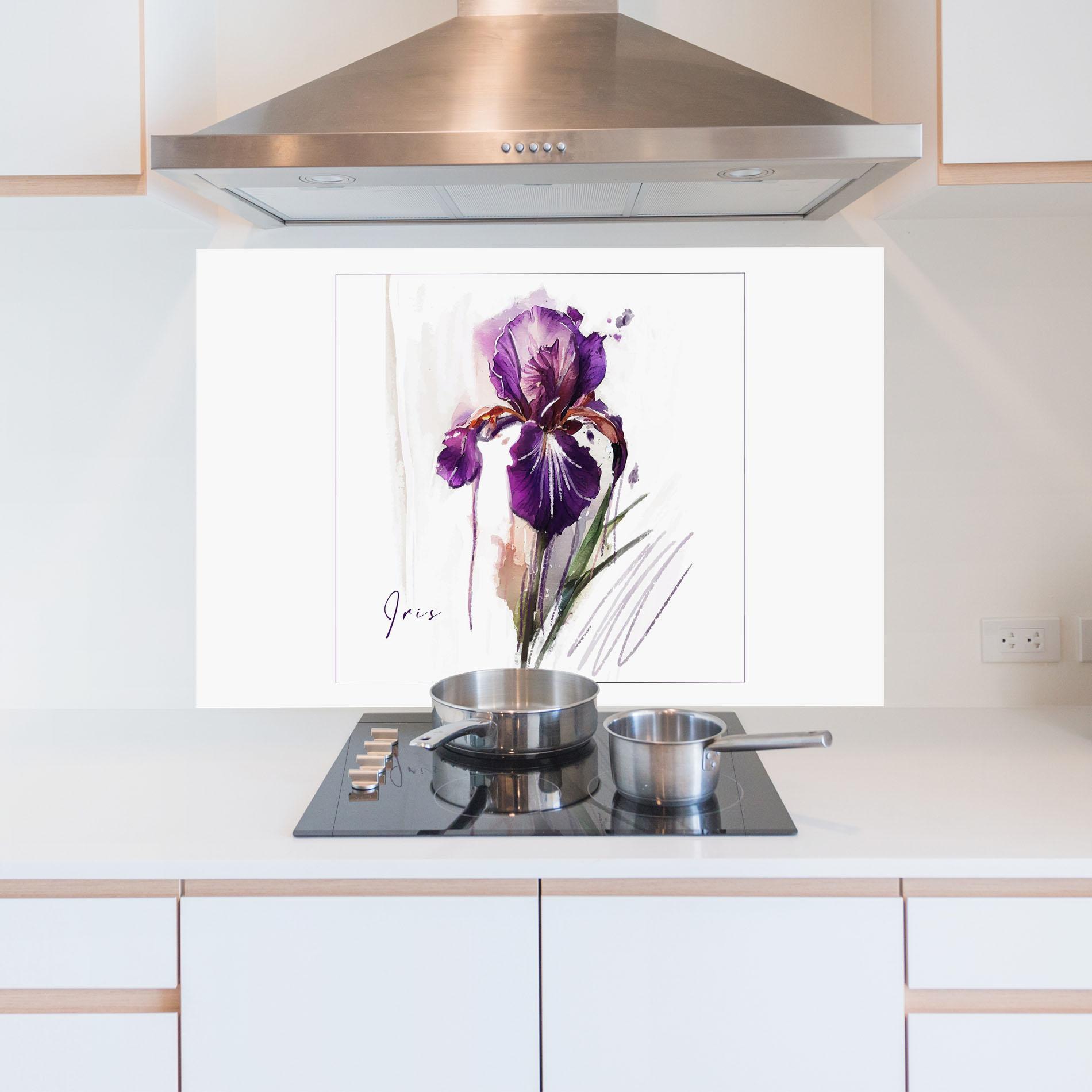 Küchenrückwand Glas Iris Art mockup 5
