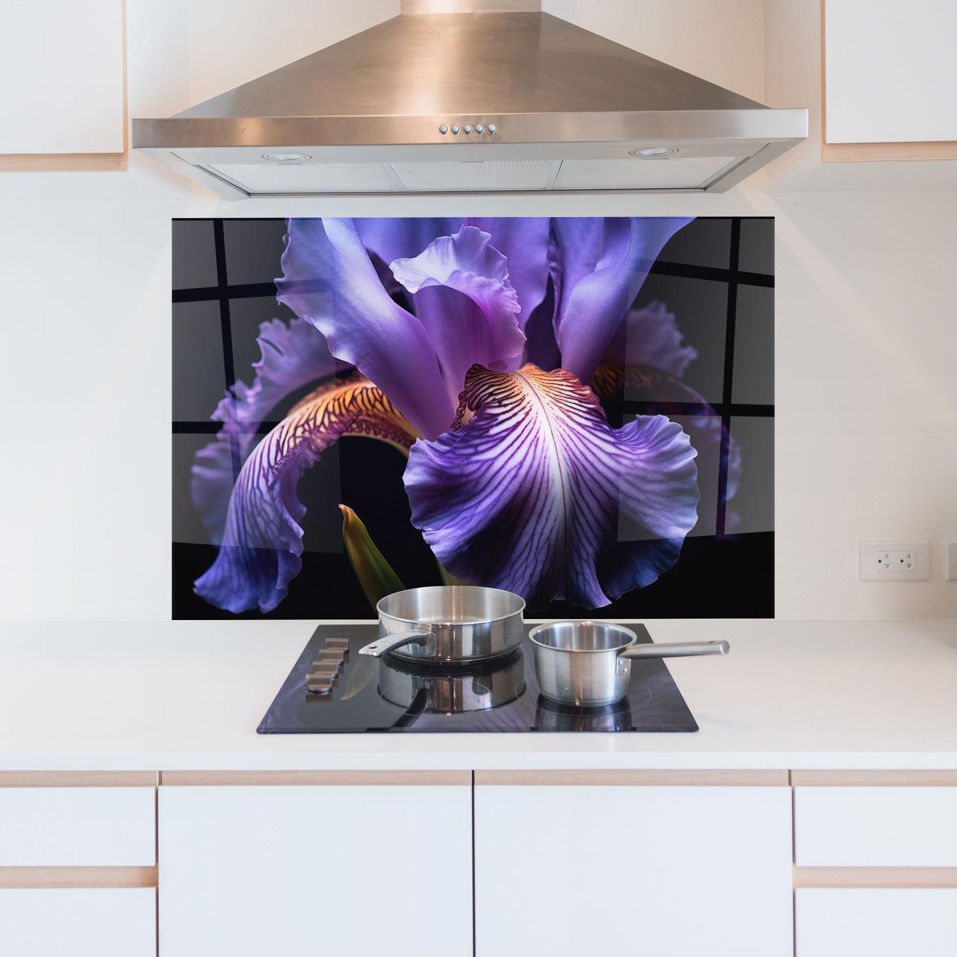 Küchenrückwand Glas Iris Beautiful Close Up mockup 5