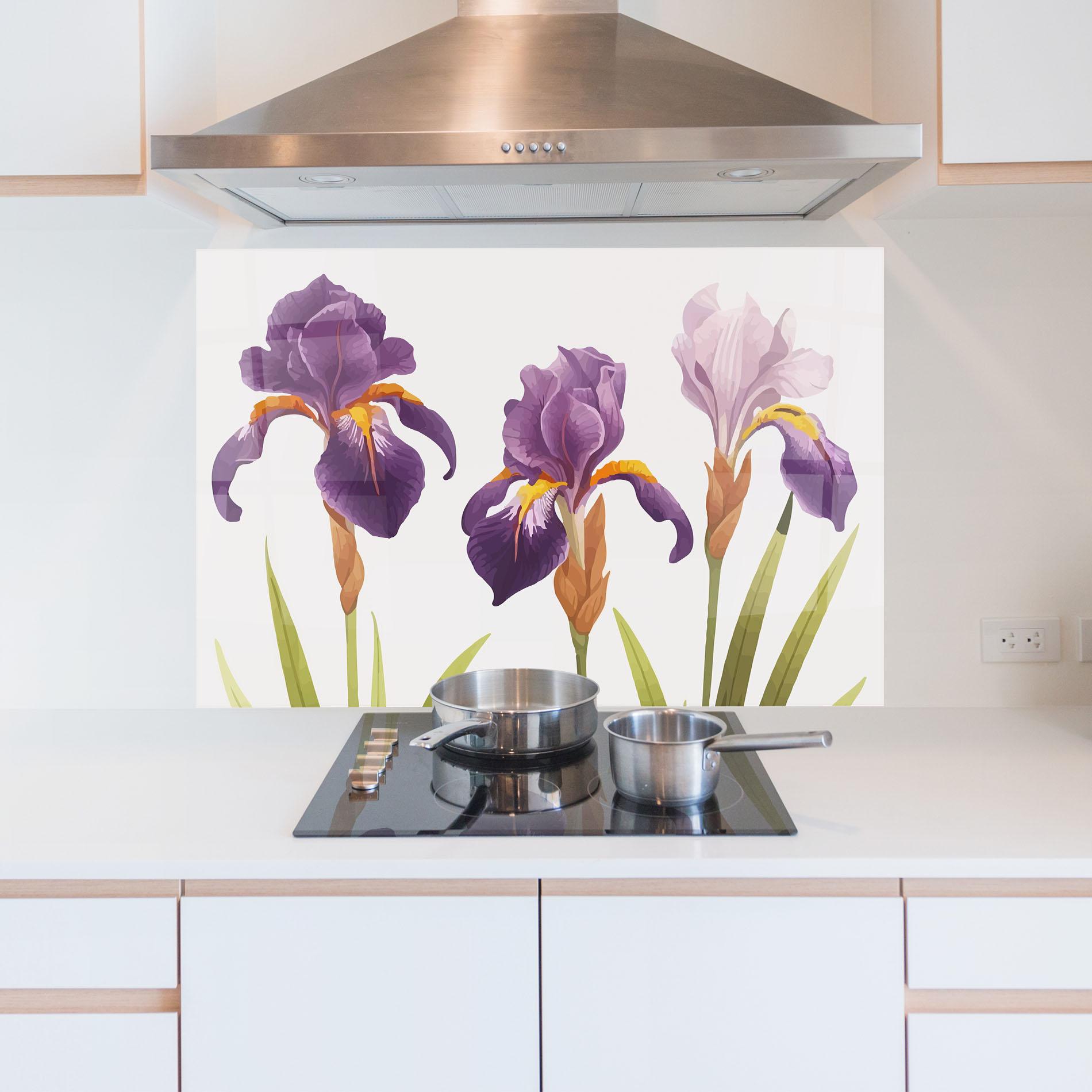 Küchenrückwand Glas Iris Leaf mockup 5