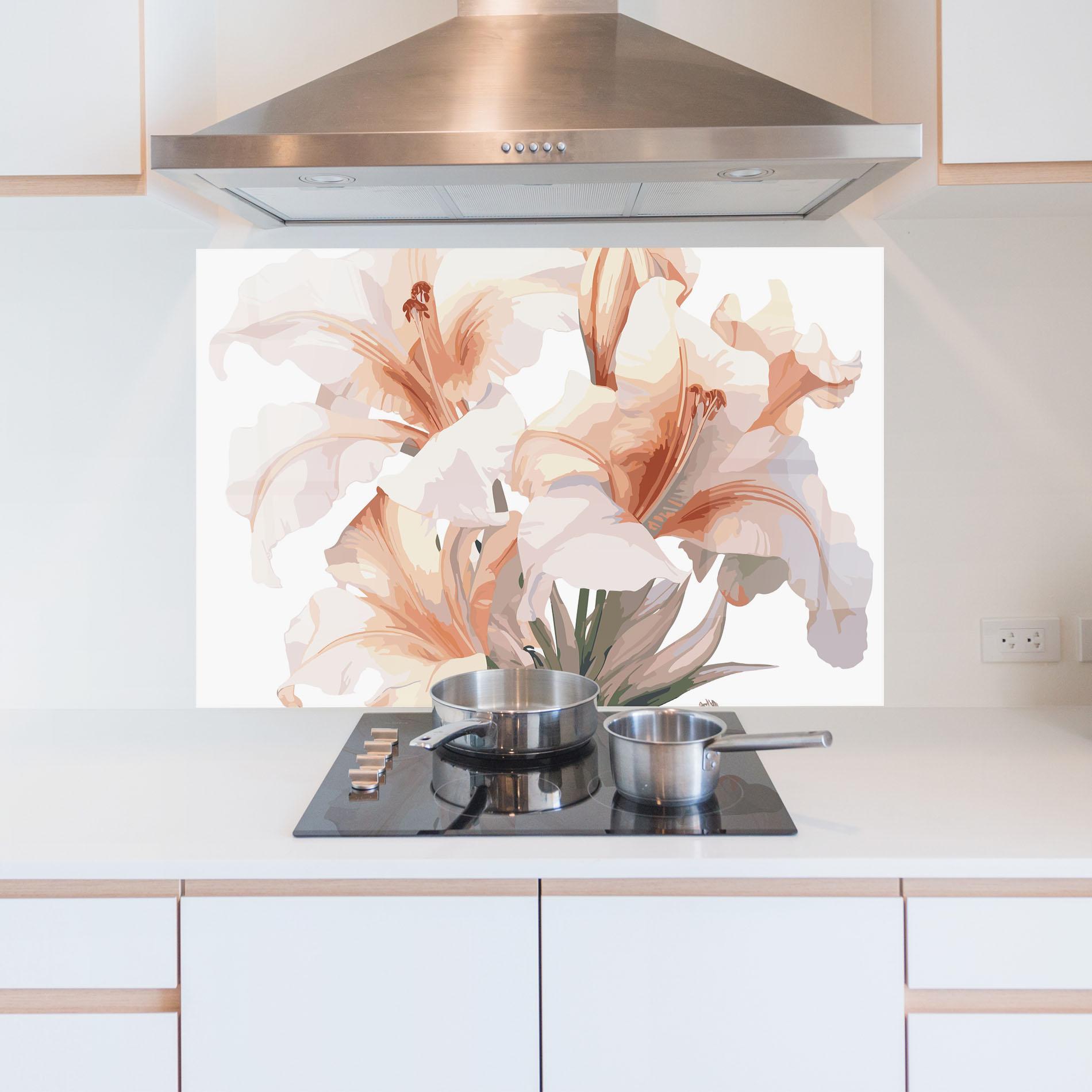 Küchenrückwand Glas Light Orange Iris mockup 5