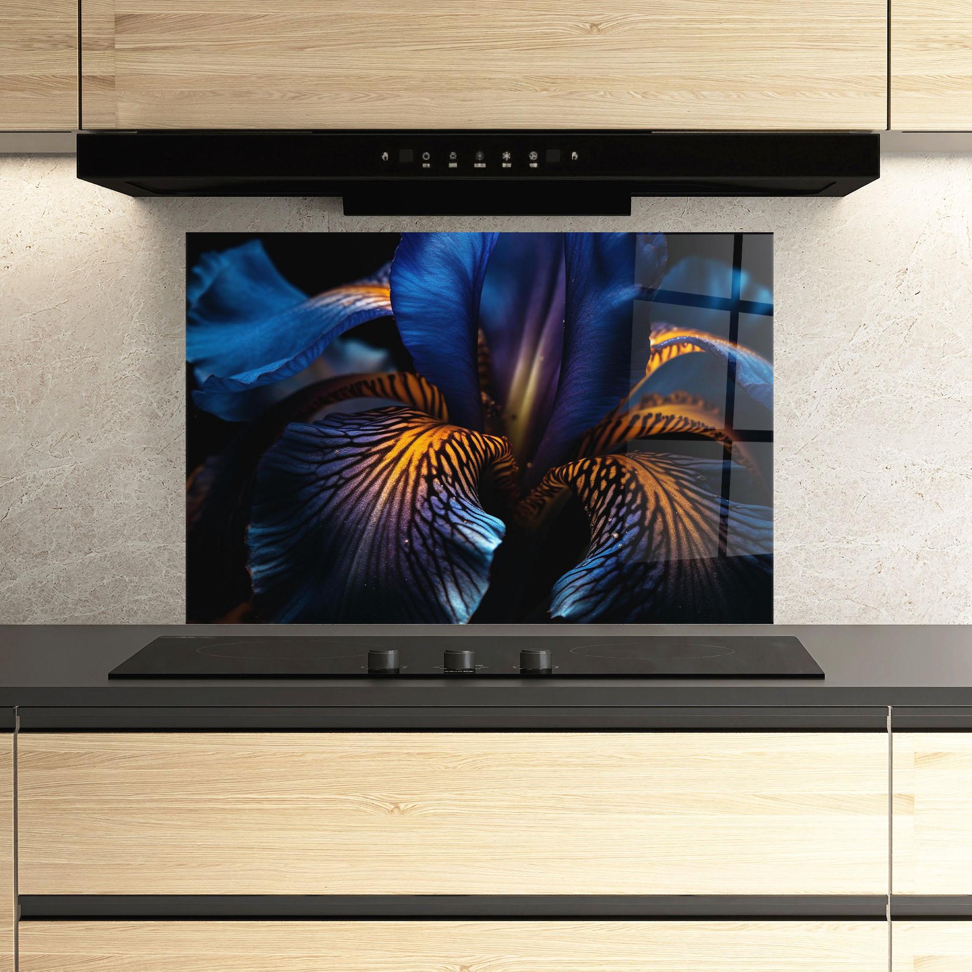 Küchenrückwand Glas Dark Yellow Iris mockup 3