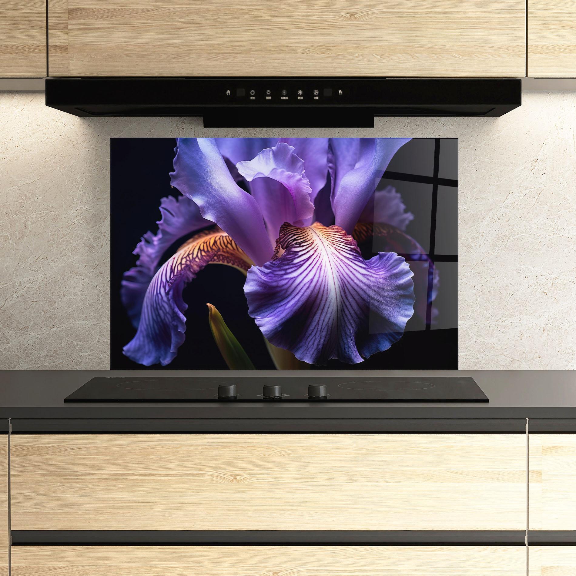 Küchenrückwand Glas Iris Beautiful Close Up mockup 3