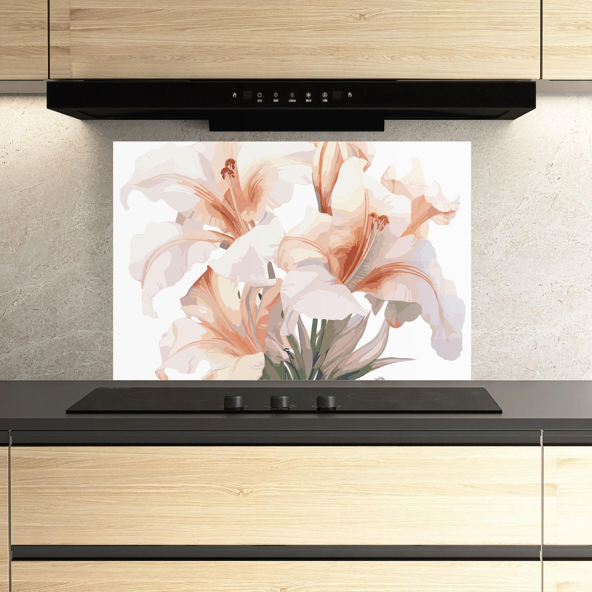 Küchenrückwand Glas Light Orange Iris mockup 3