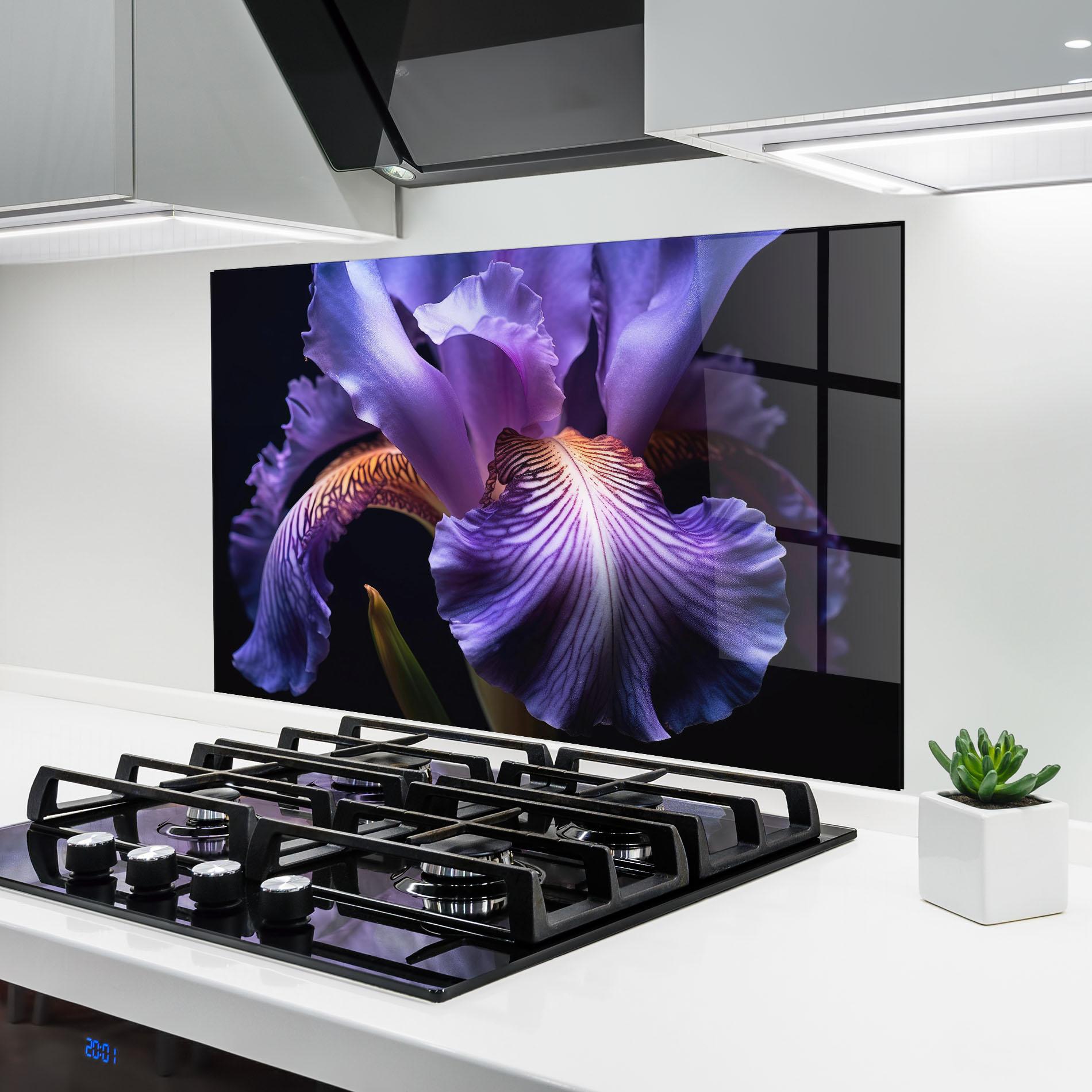 Küchenrückwand Glas Iris Beautiful Close Up mockup 6
