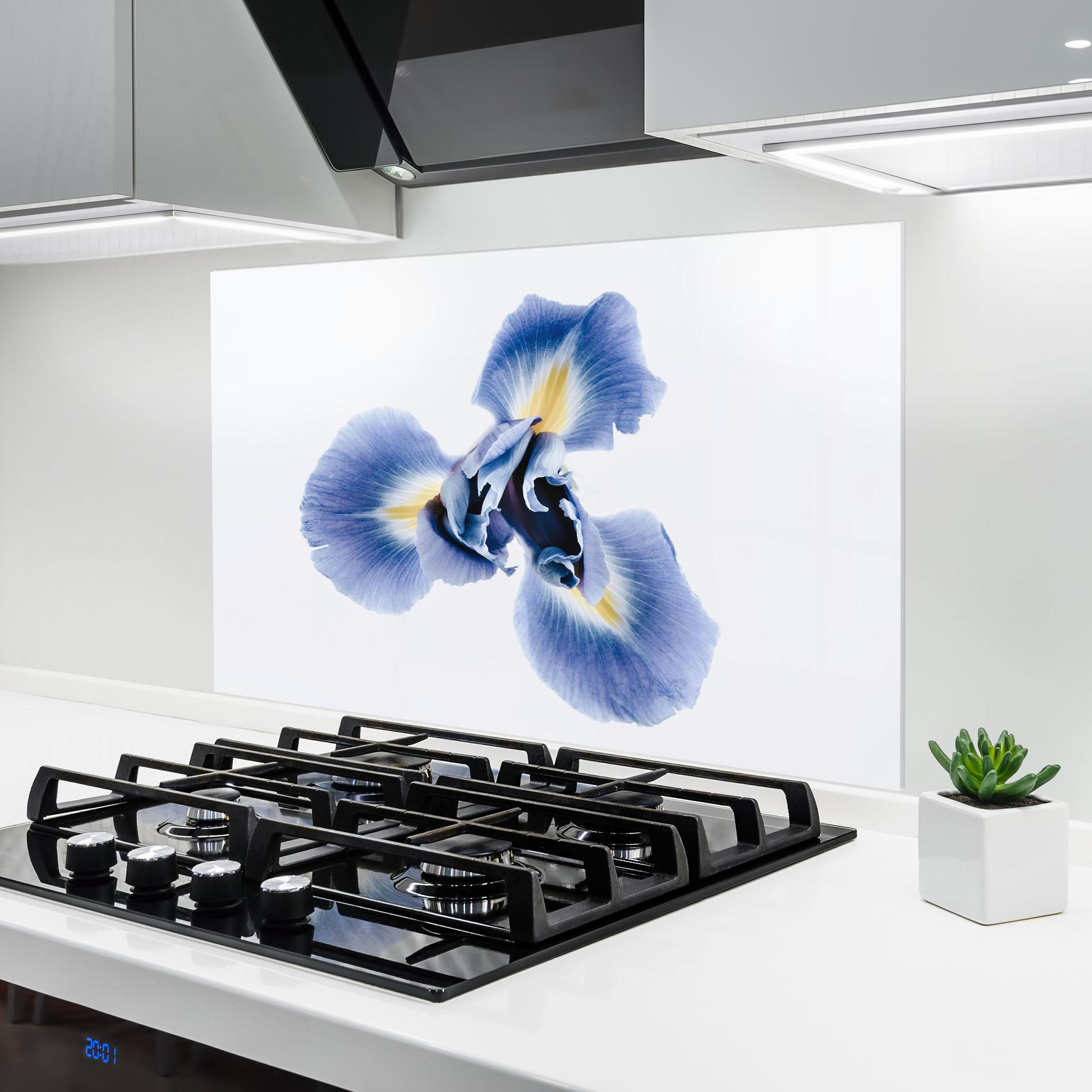 Küchenrückwand Glas Iris Flower mockup 6