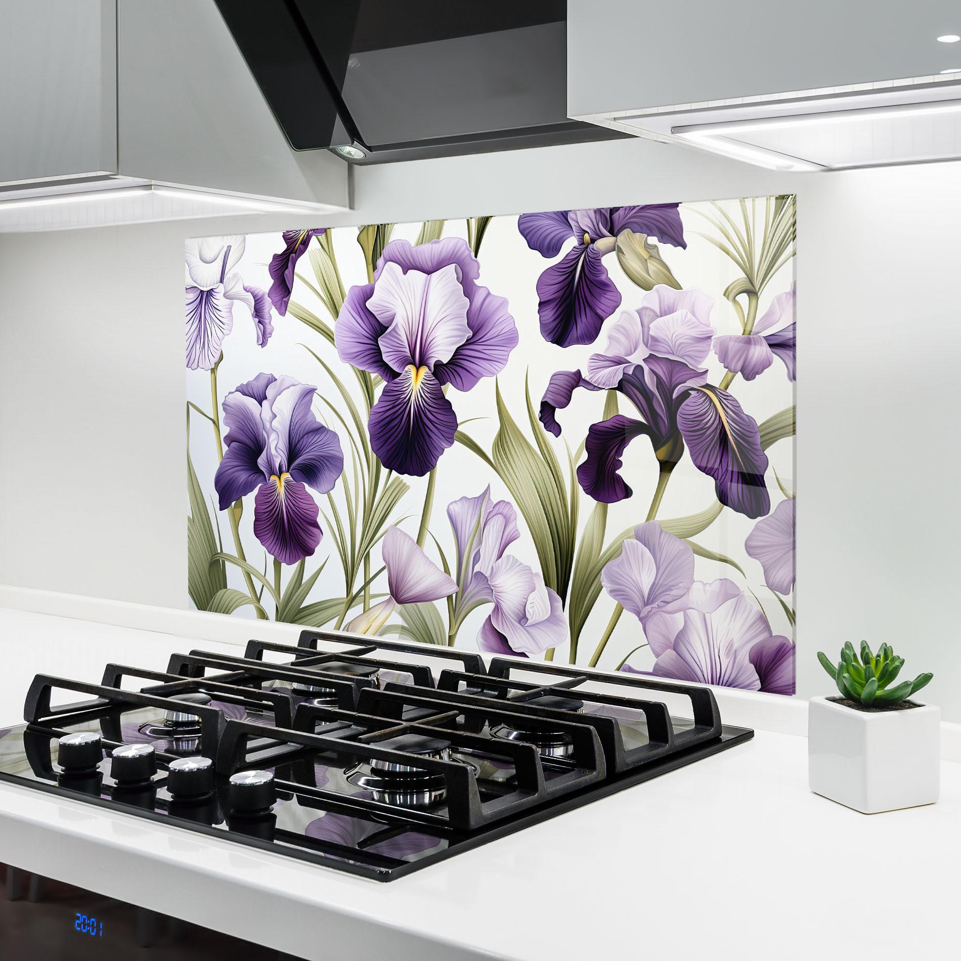 Küchenrückwand Glas Iris Painting mockup 6