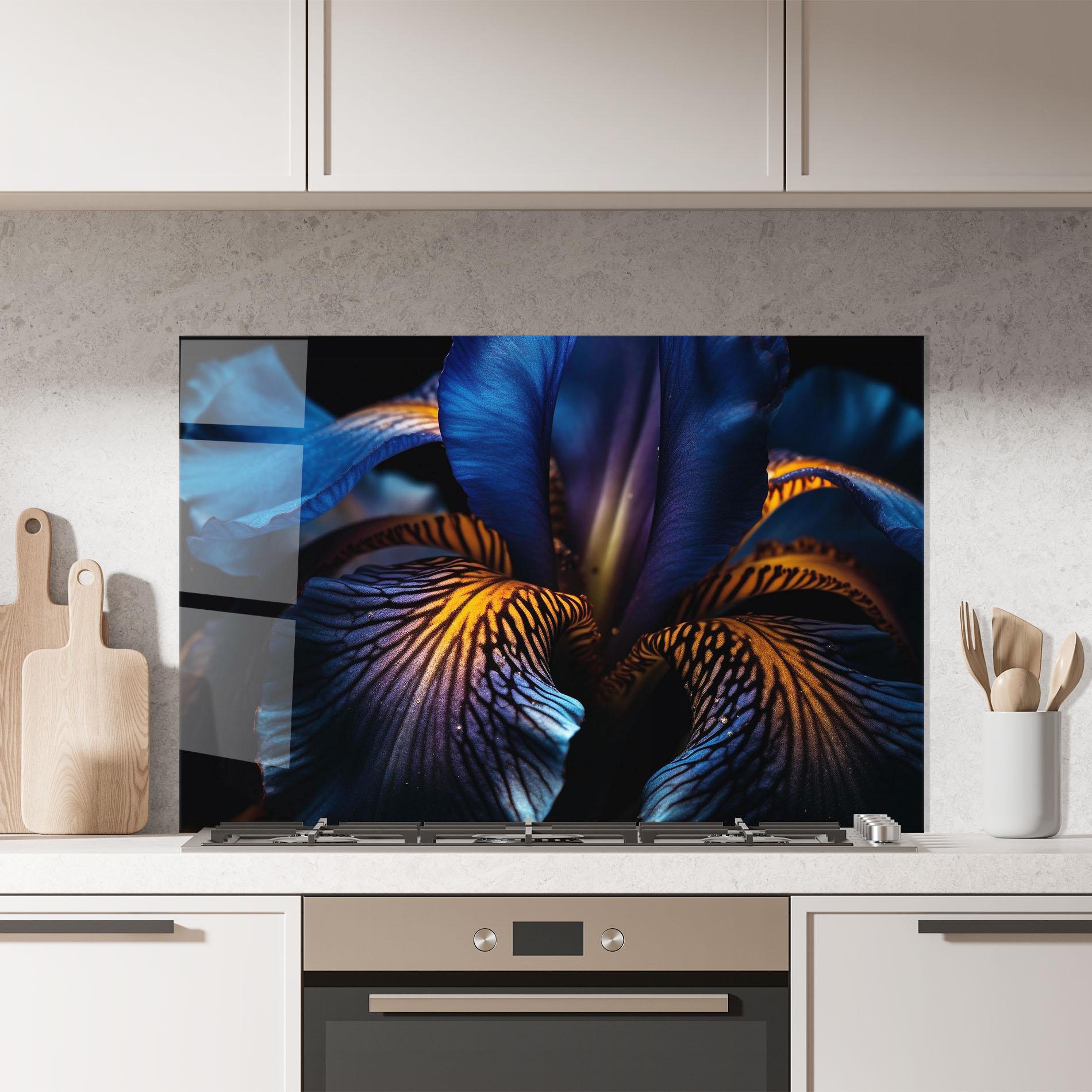 Küchenrückwand Glas Dark Yellow Iris mockup 7