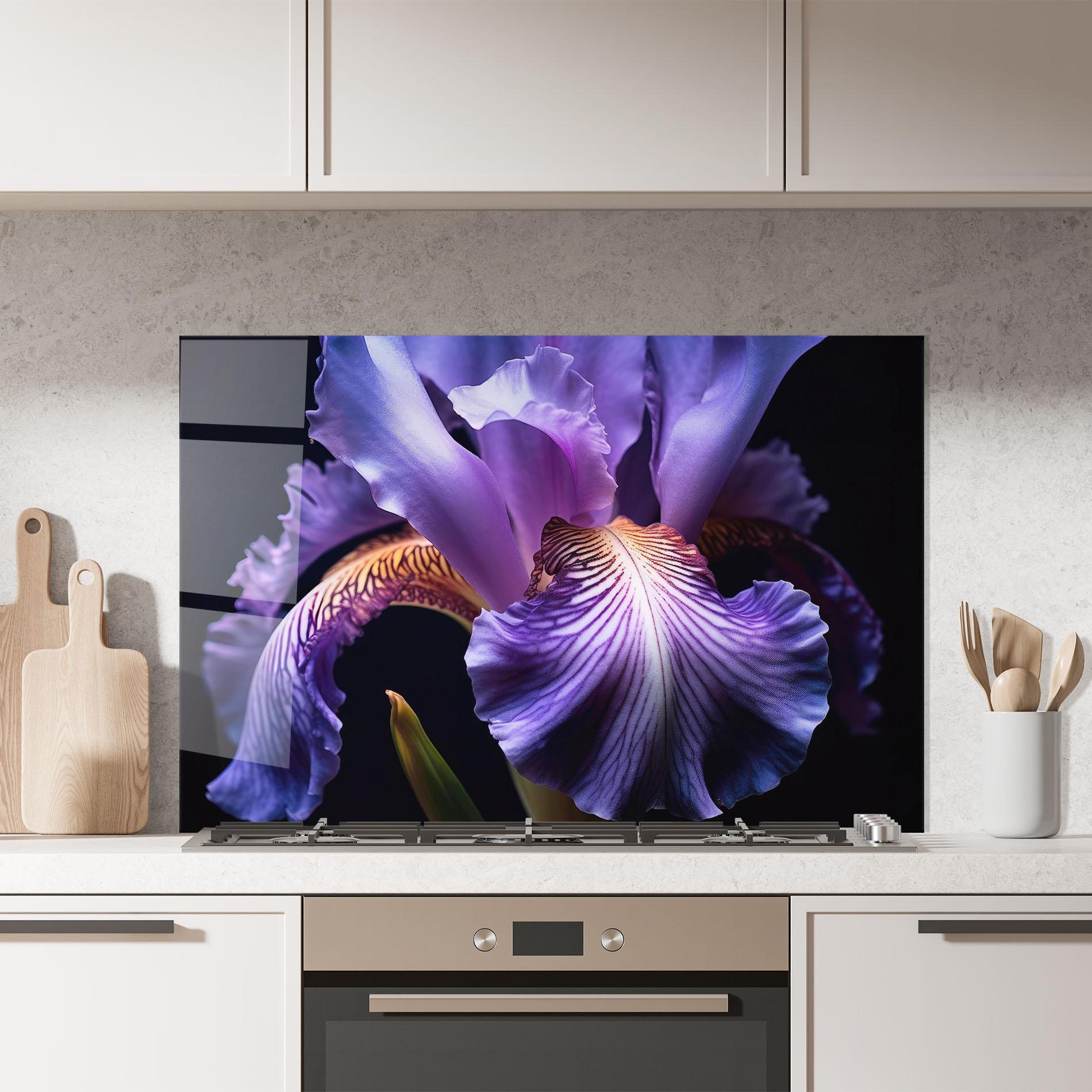 Küchenrückwand Glas Iris Beautiful Close Up mockup 7