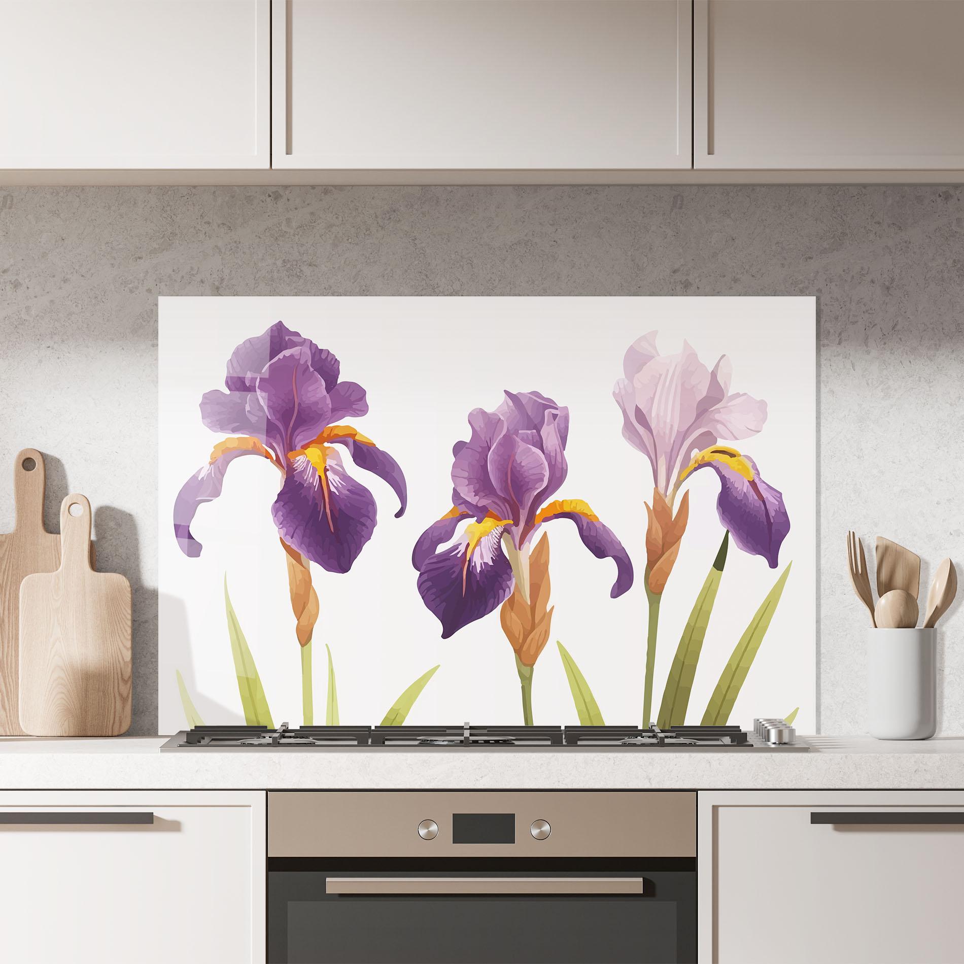 Küchenrückwand Glas Iris Leaf mockup 7