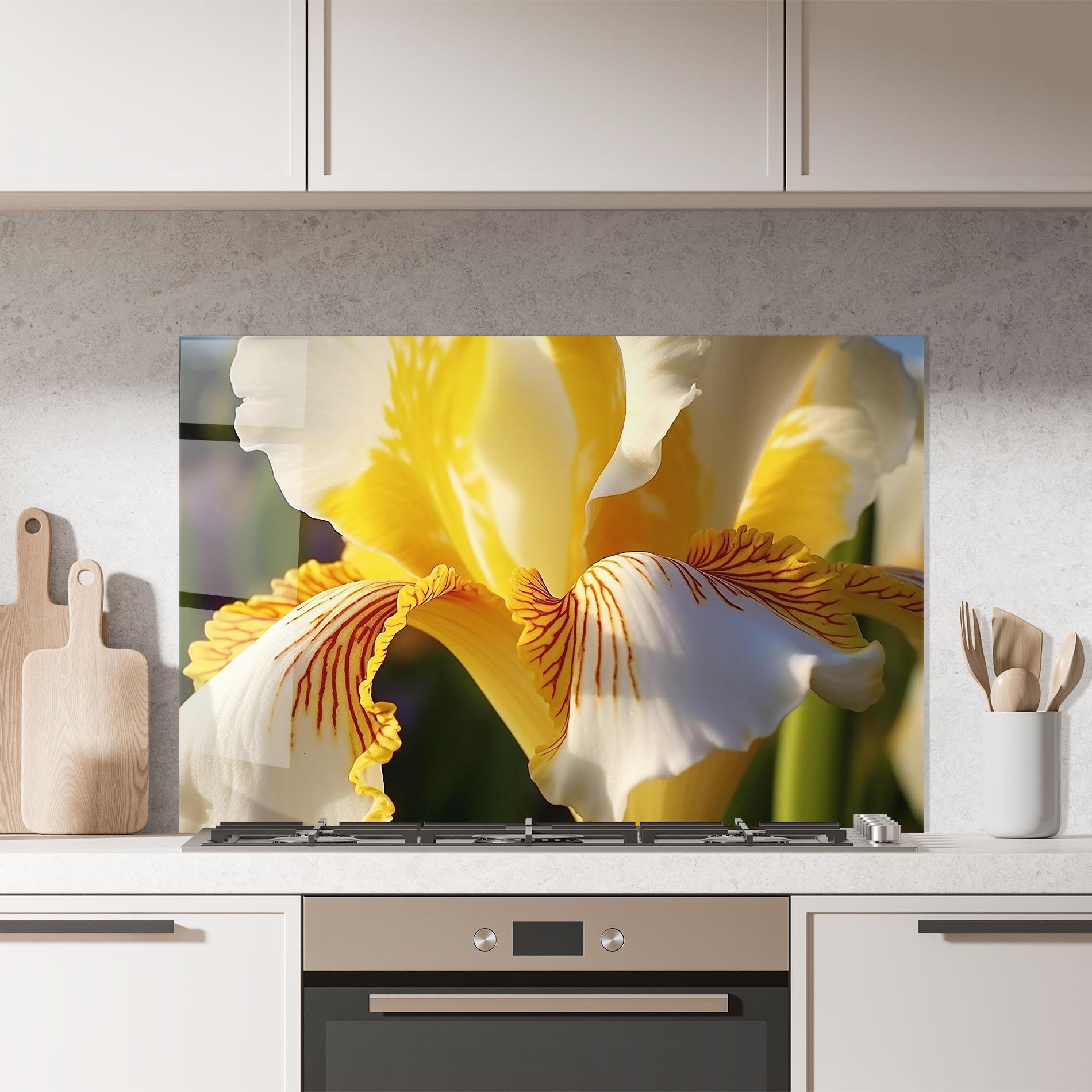 Küchenrückwand Glas Yellow Iris mockup 7