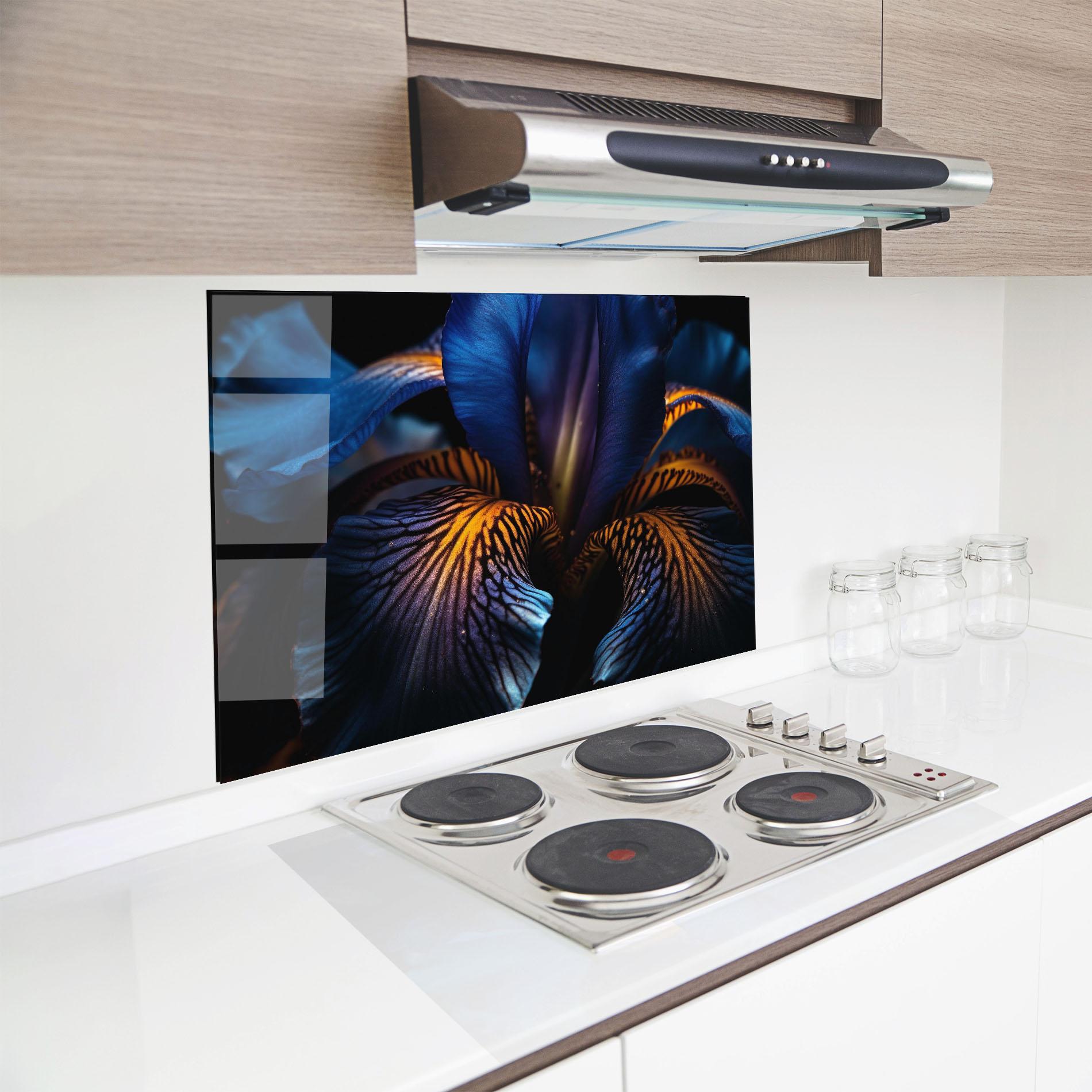 Küchenrückwand Glas Dark Yellow Iris mockup 8