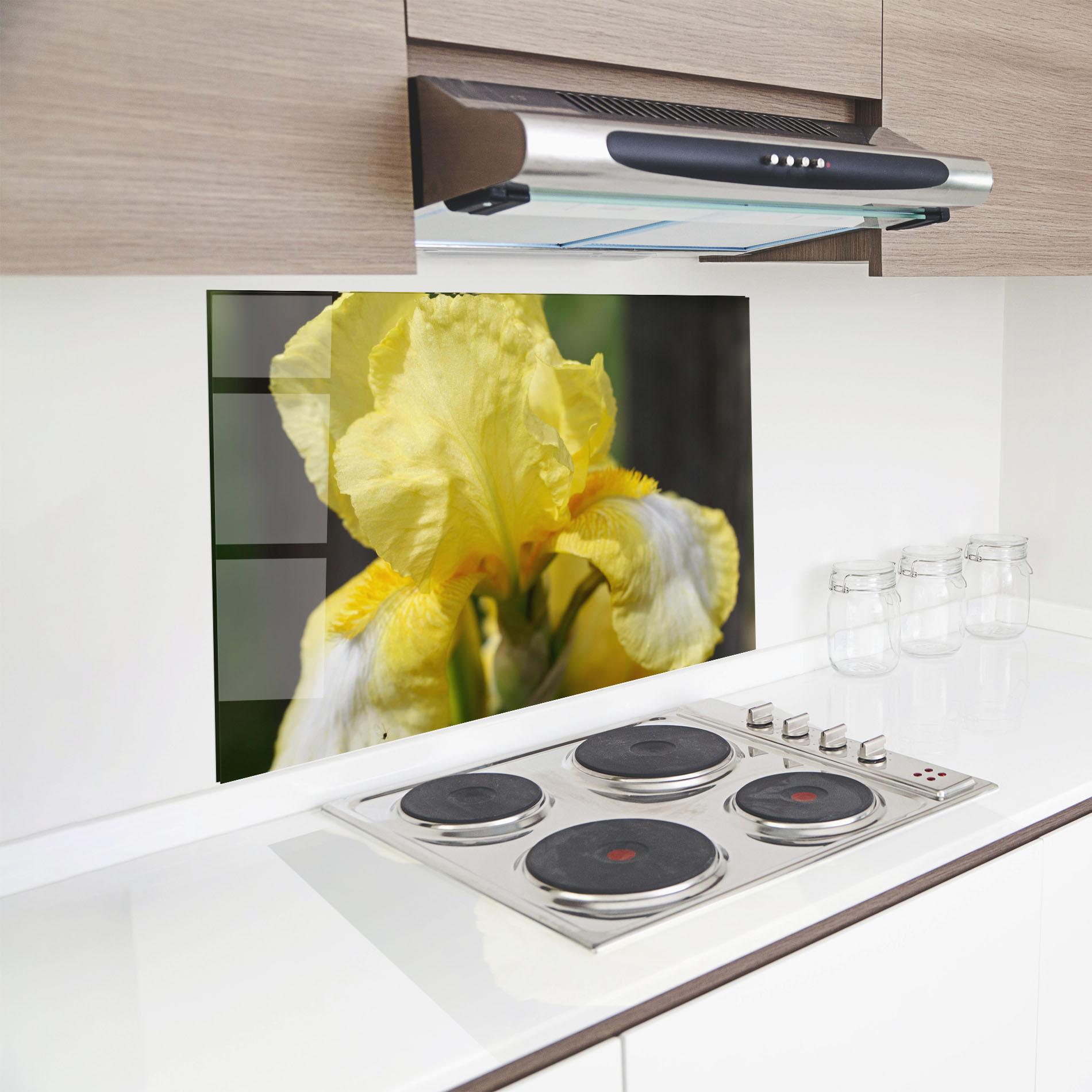 Küchenrückwand Glas Garden Yellow Iris mockup 8