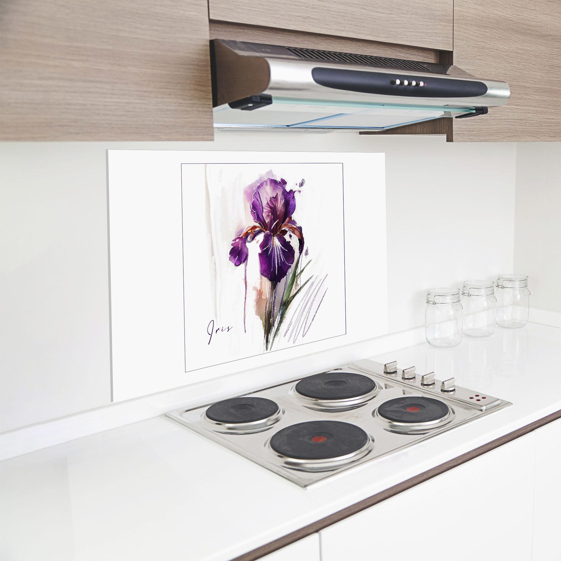 Küchenrückwand Glas Iris Art mockup 8