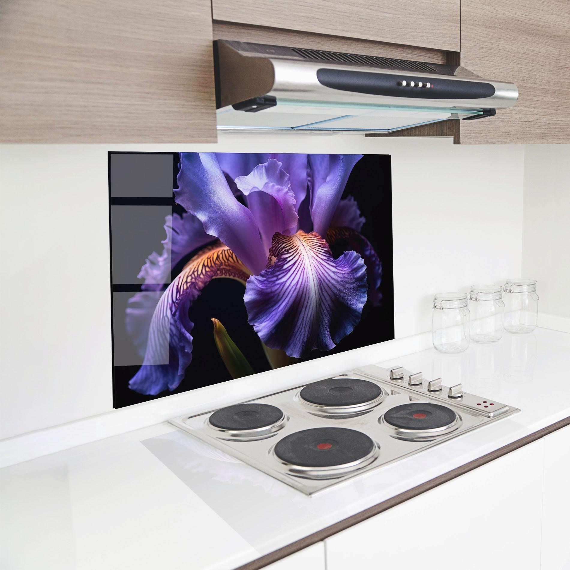 Küchenrückwand Glas Iris Beautiful Close Up mockup 8